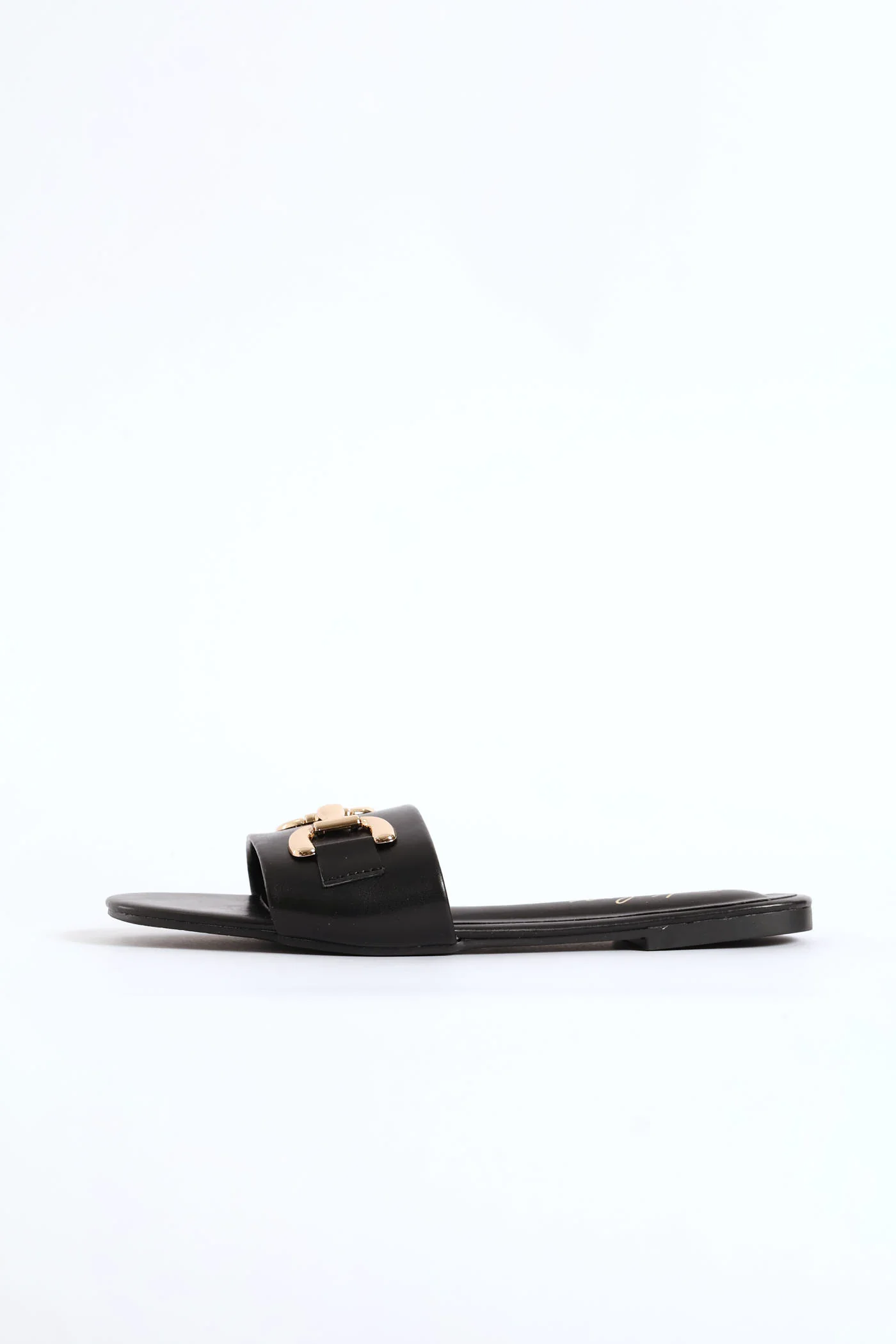 Metal D-Bar Single Band Mule Sandal - Black - Image 4