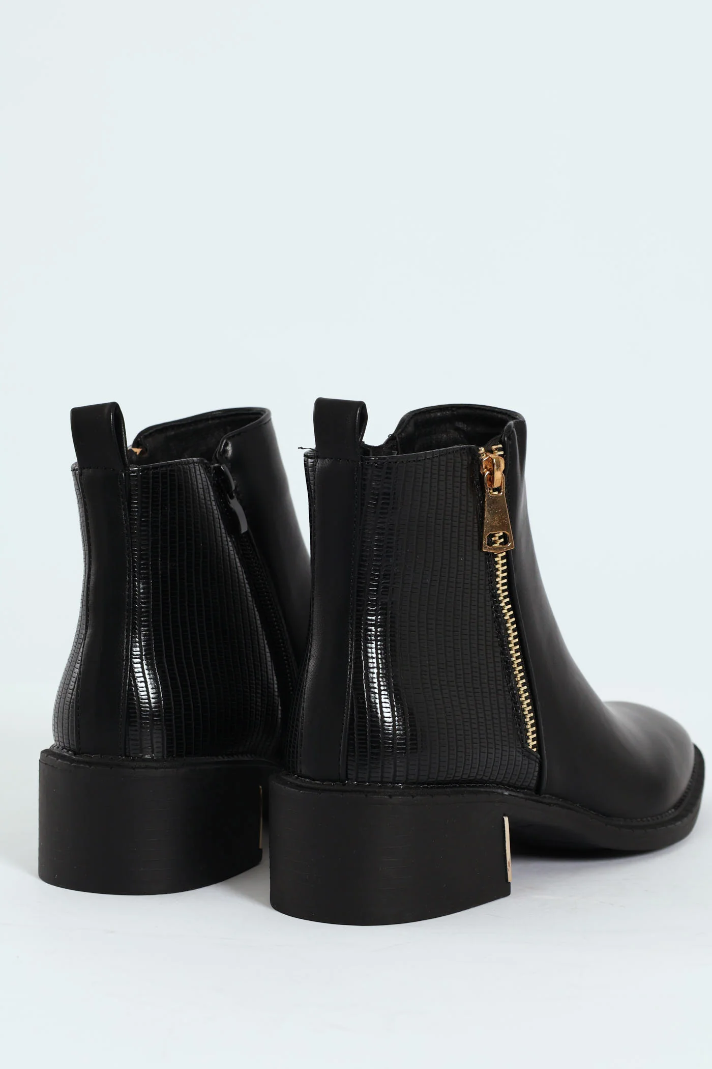 Metal Heel Insert Fabric Chelsea Block Boot - Black - Image 6