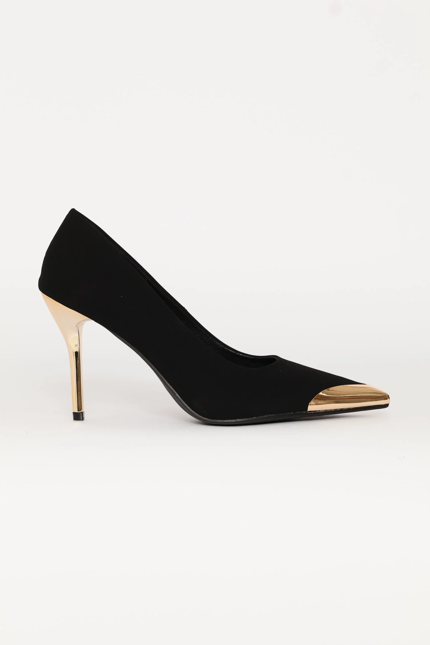 Metal Toe Cap Court Gold Heel - Black - Image 2