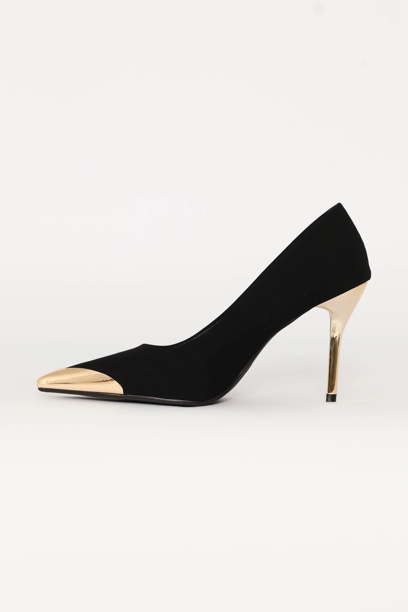 Metal Toe Cap Court Gold Heel - Black - Image 3