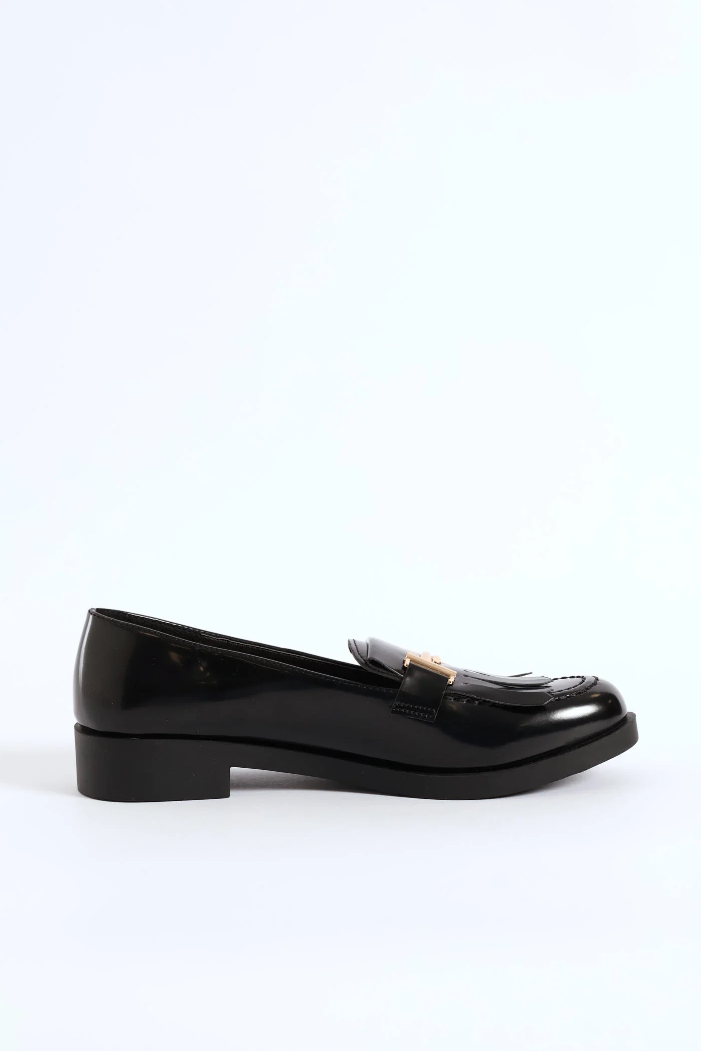 Metal Trim & Tassel Chunky Loafer - Black - Image 4