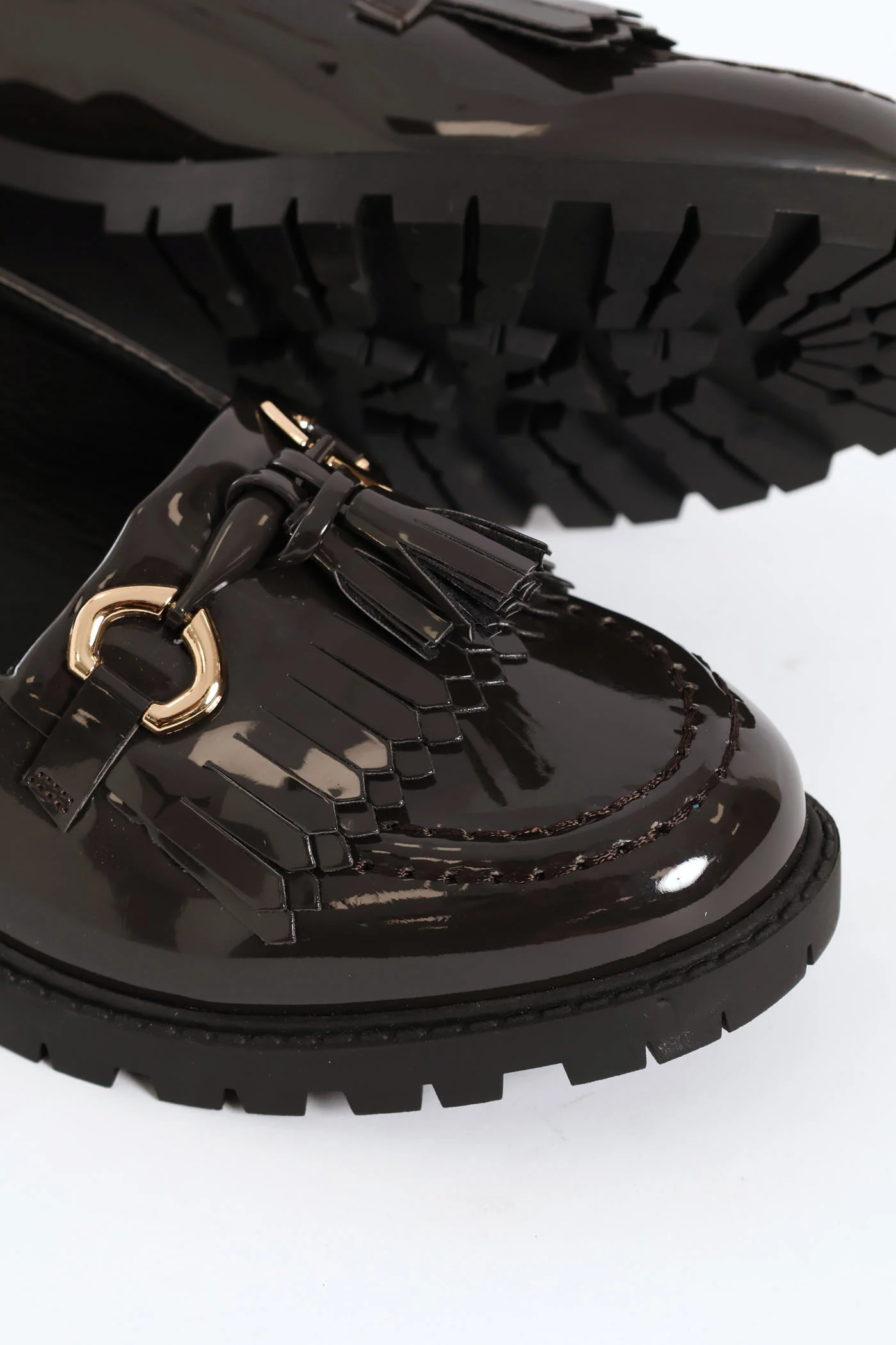 Metal Trim And Tassel Chunky Loafer - Grey - Image 2
