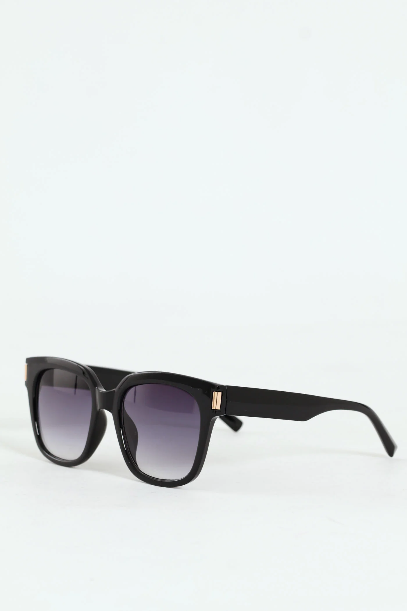 Metal Trim Cat Eye Gradient Lens Sunglasses - Black - Image 2