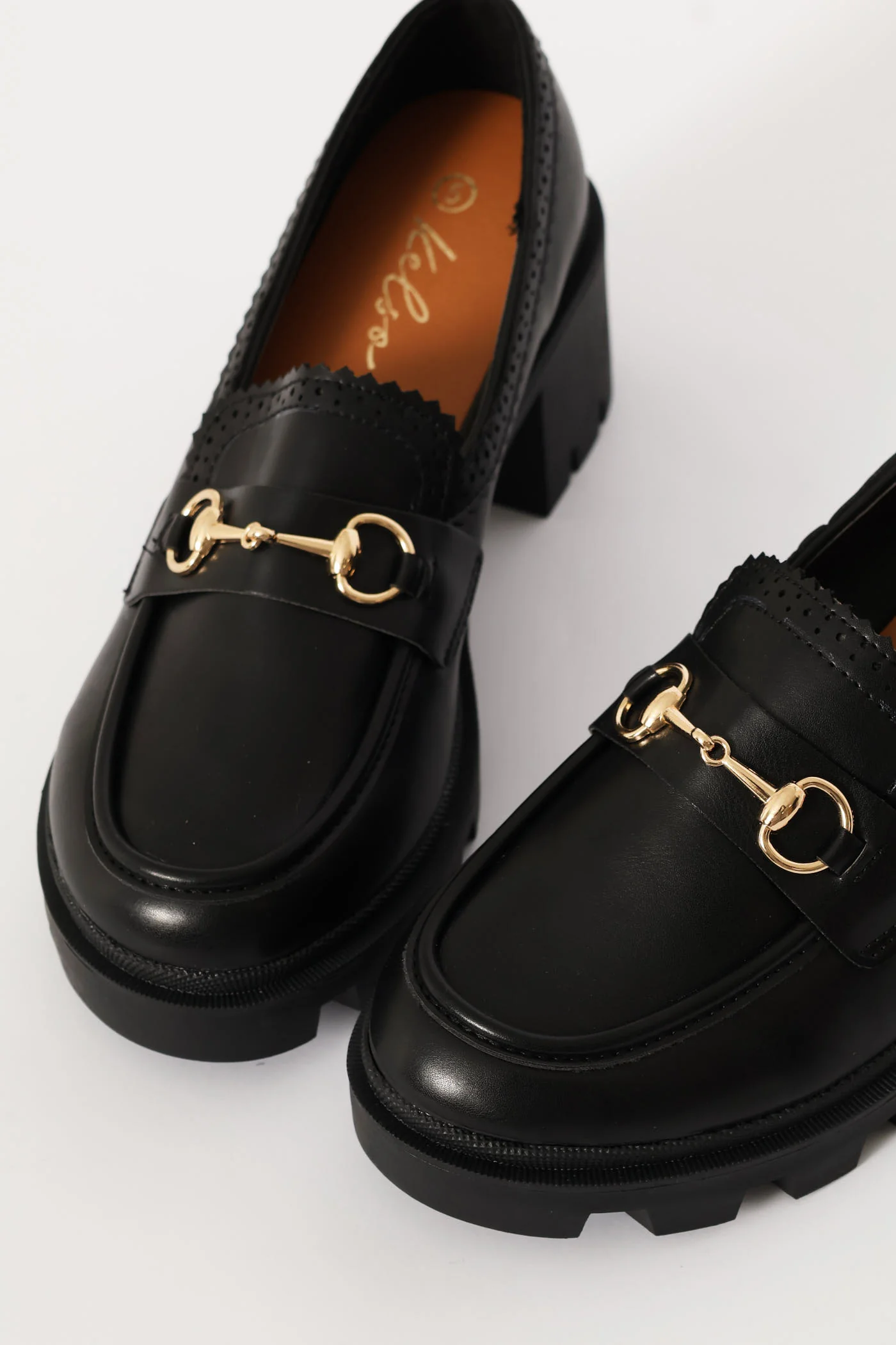 Metal Trim Chunky Heel Loafer - Black - Image 4