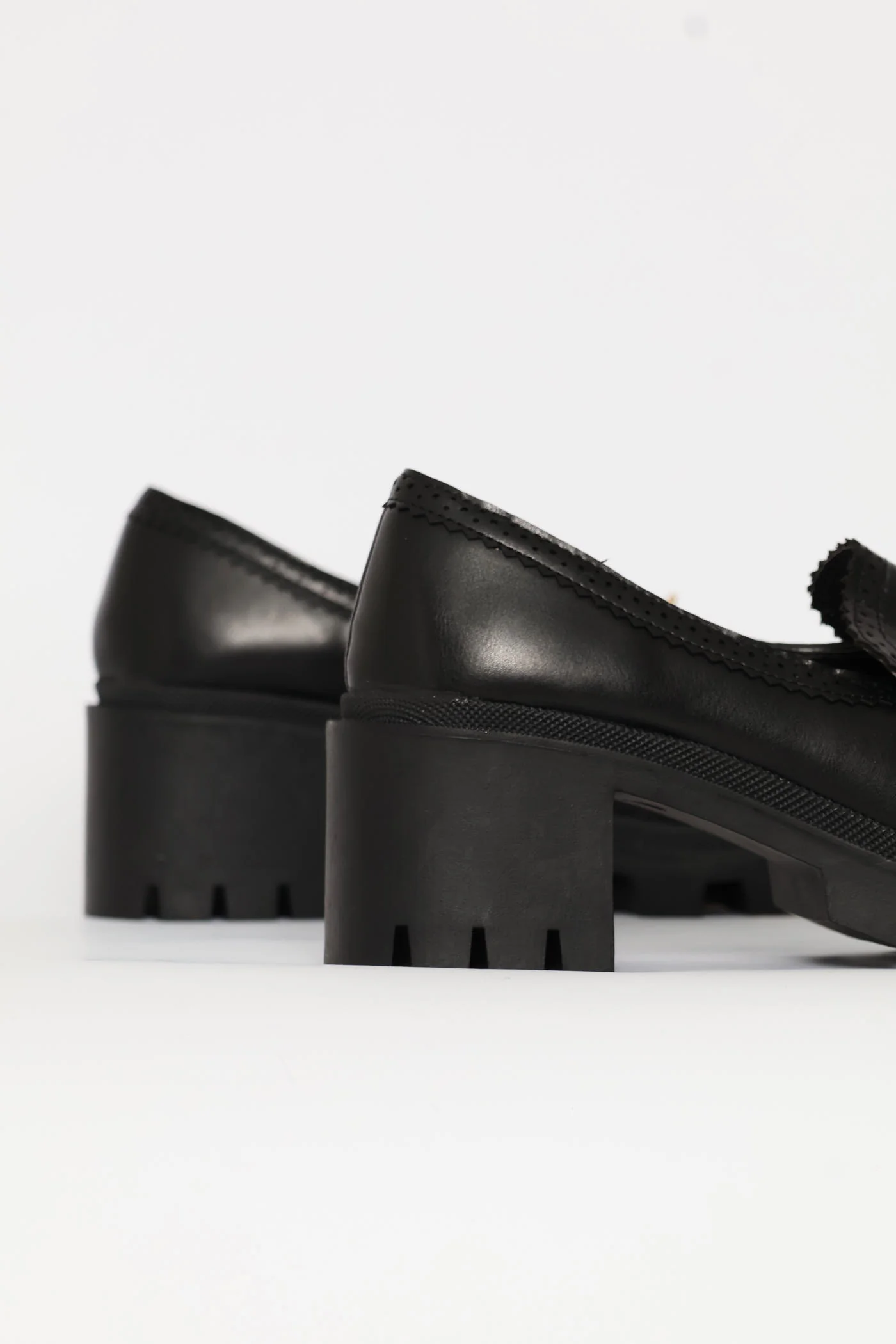 Metal Trim Chunky Heel Loafer - Black - Image 6