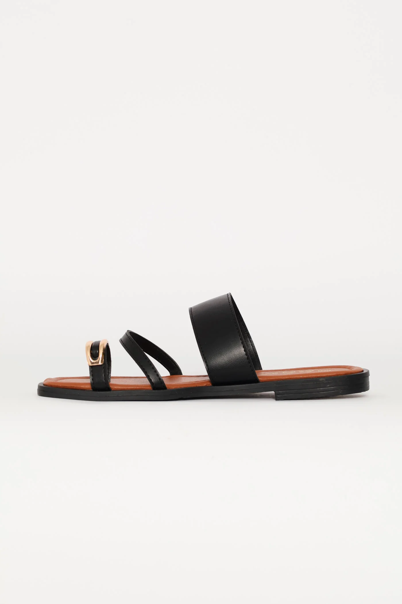 Metal Trim Toe Post Sandal - Black - Image 2