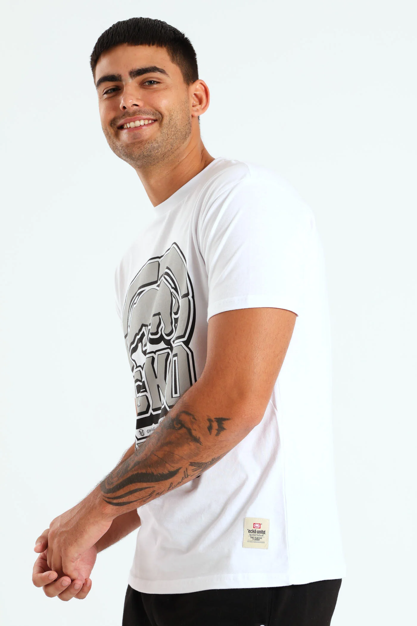 Metallic Print Rhino Tee - White - Image 3