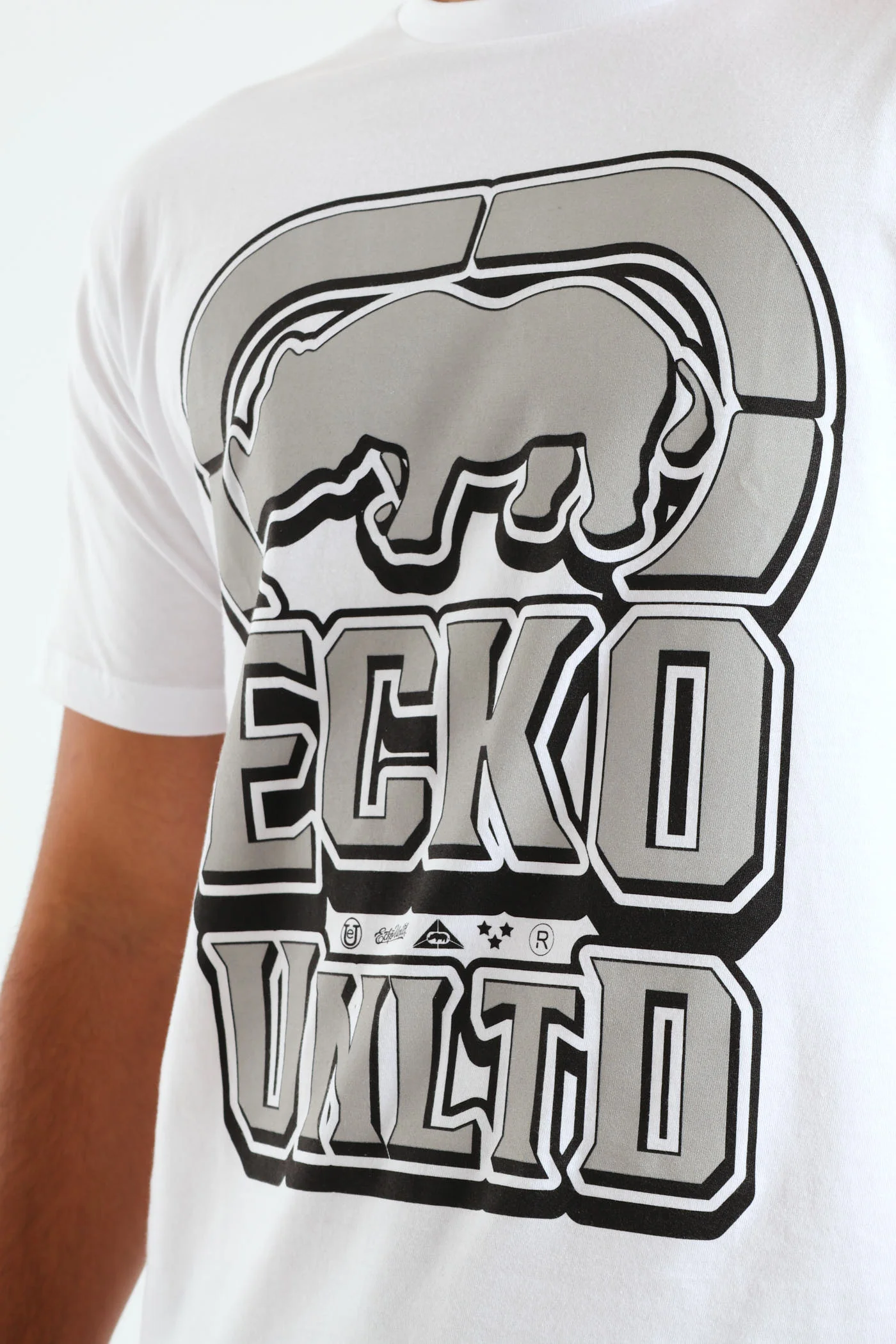 Metallic Print Rhino Tee - White - Image 4