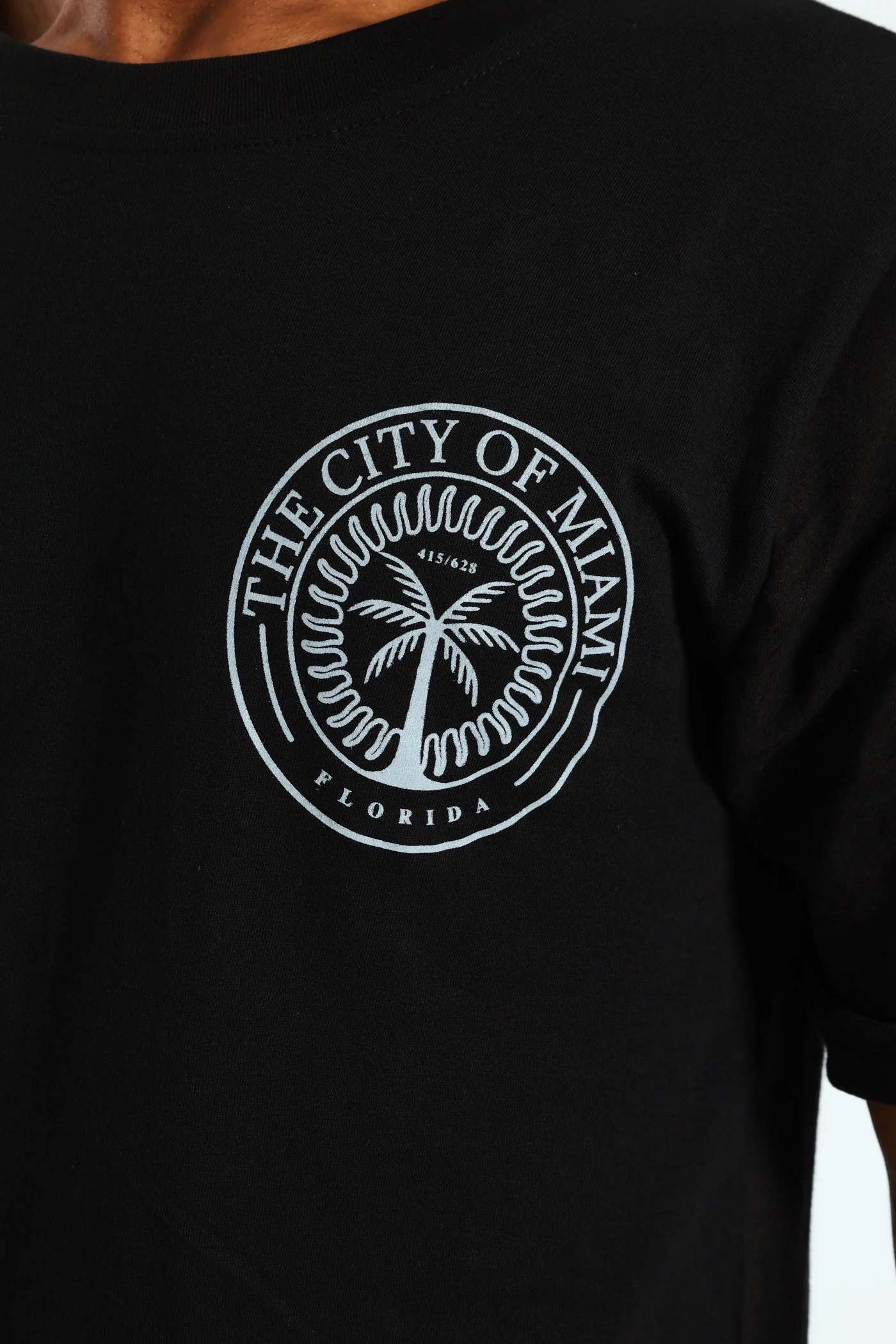 Miami City Front & Back Print Tee - Black - Image 4