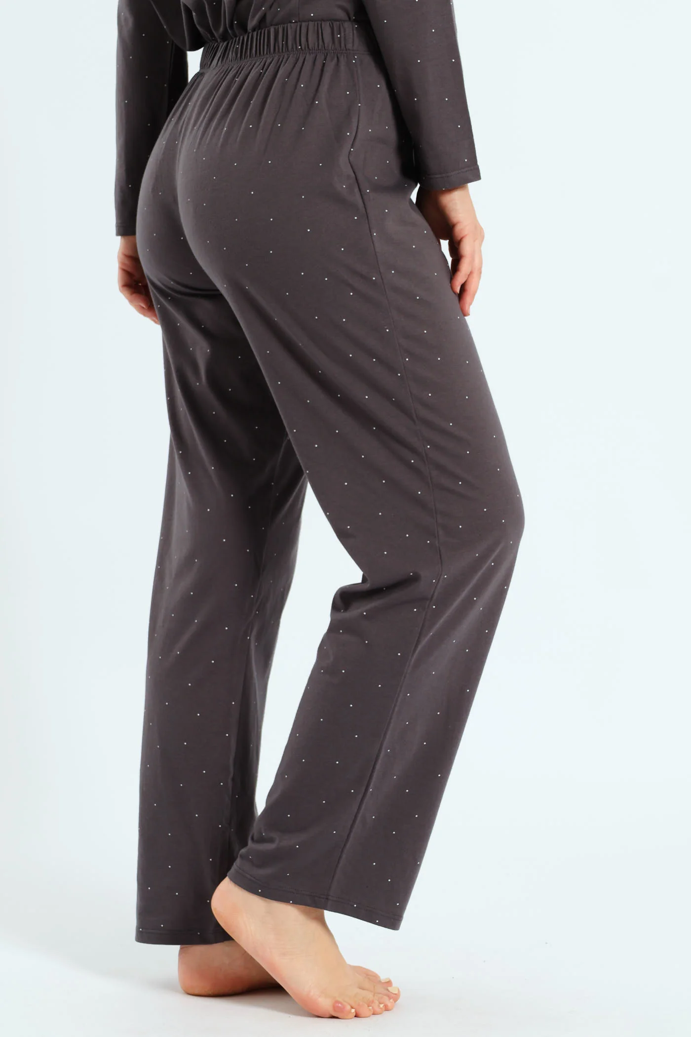 Micro Spot Knit Straight Leg Pant - Charcoal - Image 2