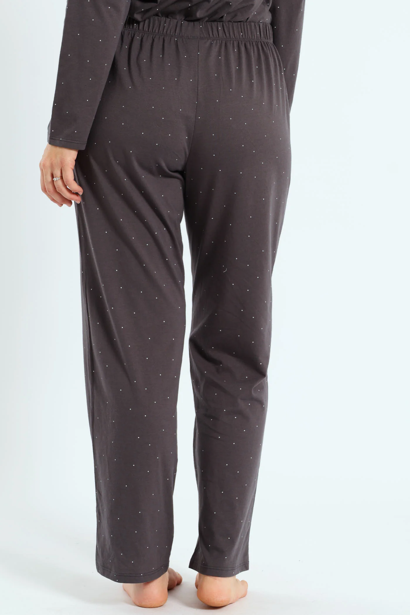 Micro Spot Knit Straight Leg Pant - Charcoal - Image 3