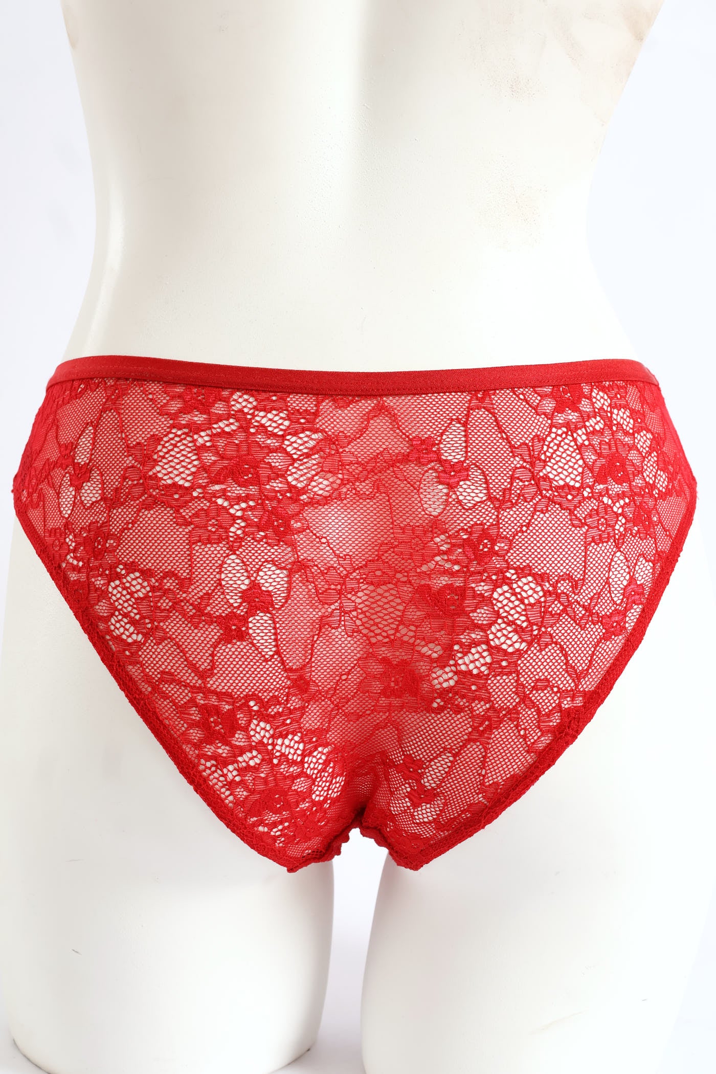 Microfiber & Lace Brazilian Panty - Red - Image 2