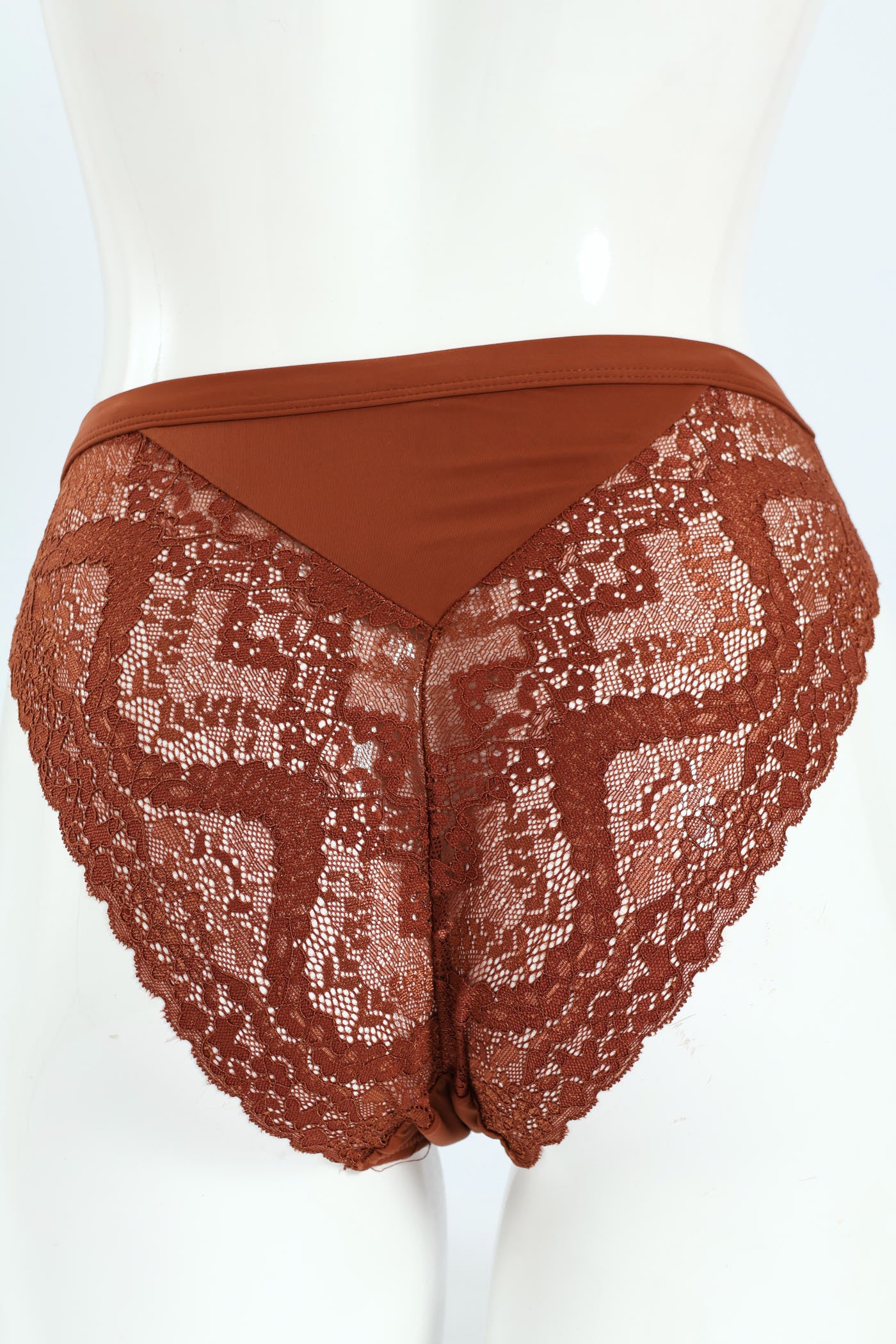 Microfiber & Lace Hi Cut Panty - Rich Cocoa - Image 2
