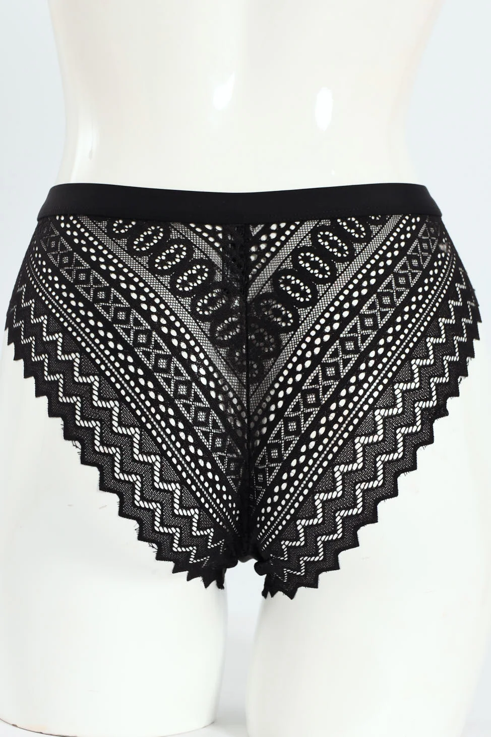 Microfiber Lace Brazilian Panty - Black - Image 2