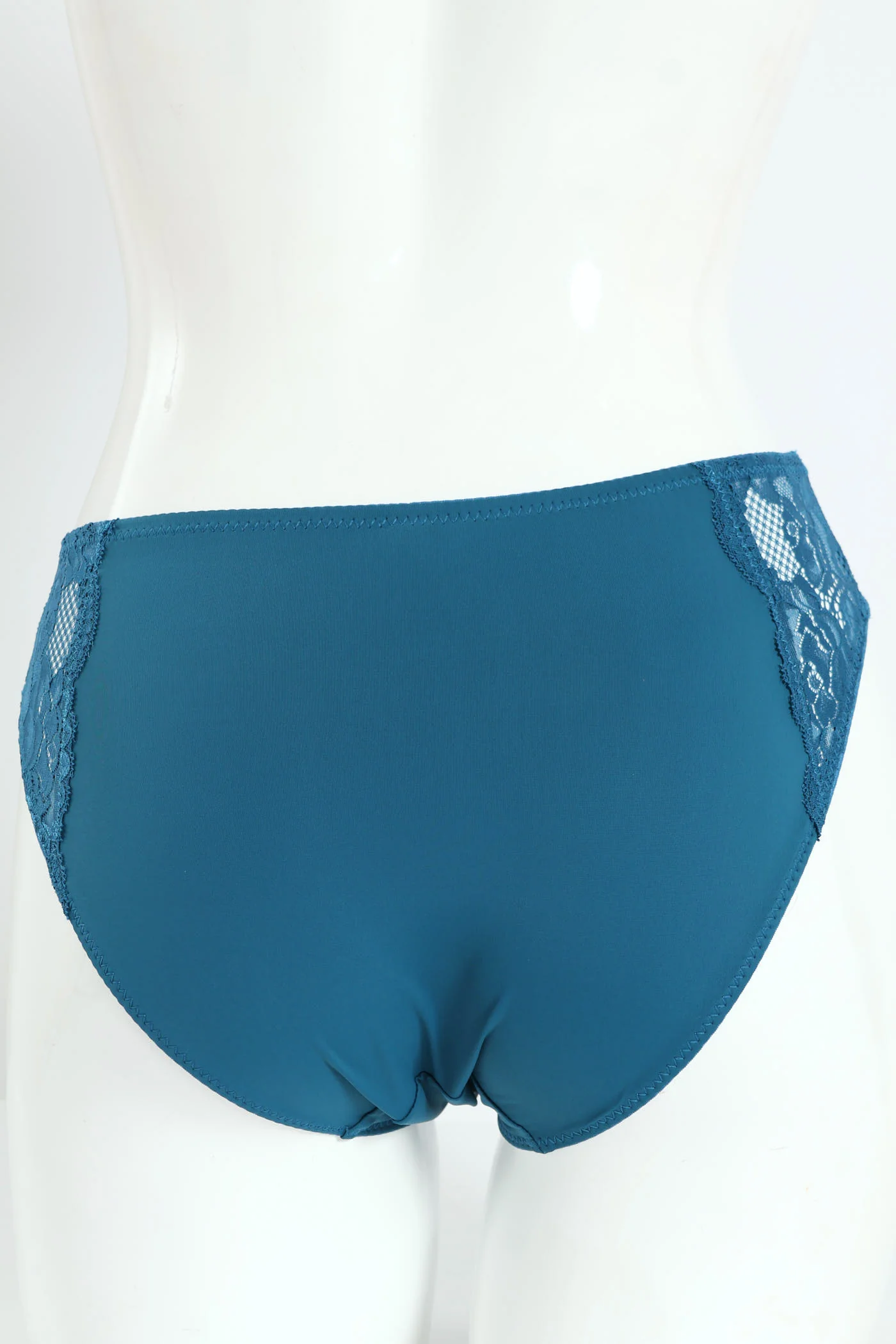 Microfibre & Lace Bikini Panty - Teal - Image 2