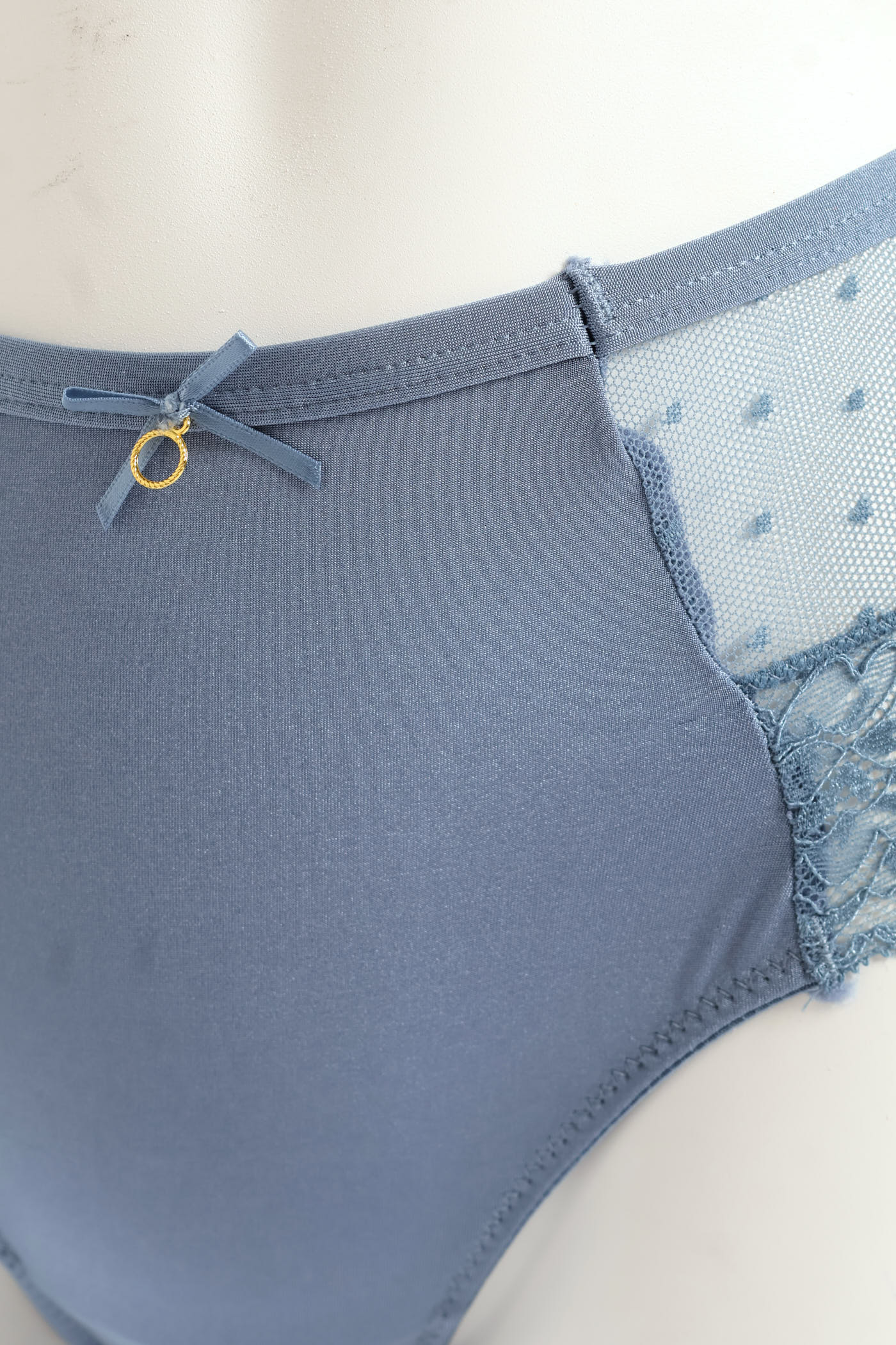 Microfibre & Lace Boyleg Panty - Blue - Image 2
