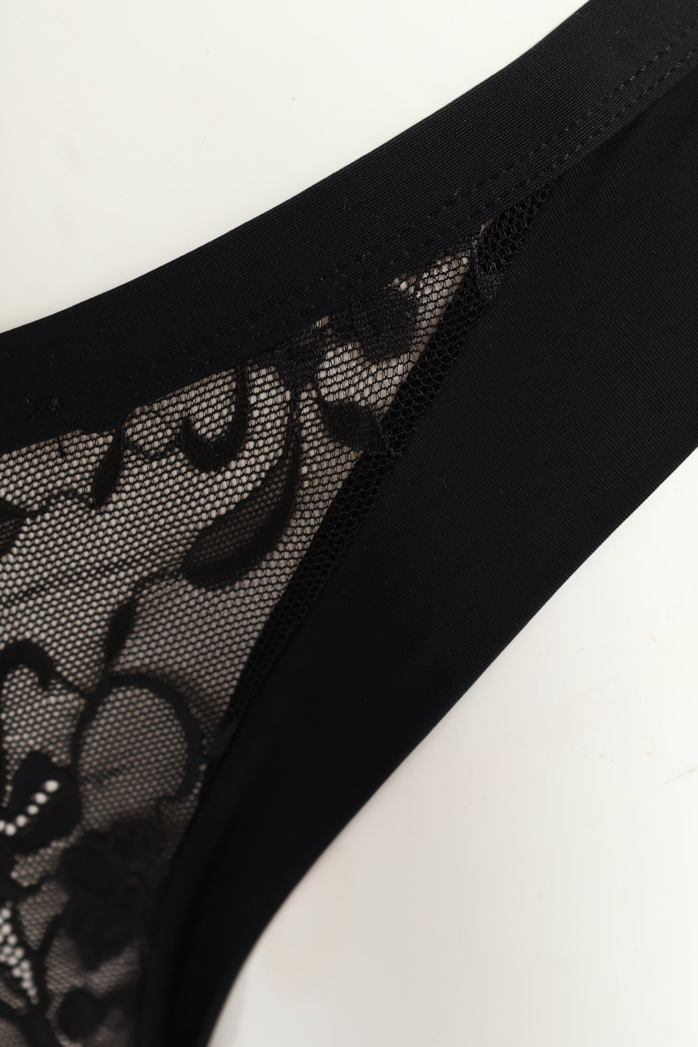 Microfibre & Lace Brazilian Panties - Black - Image 2