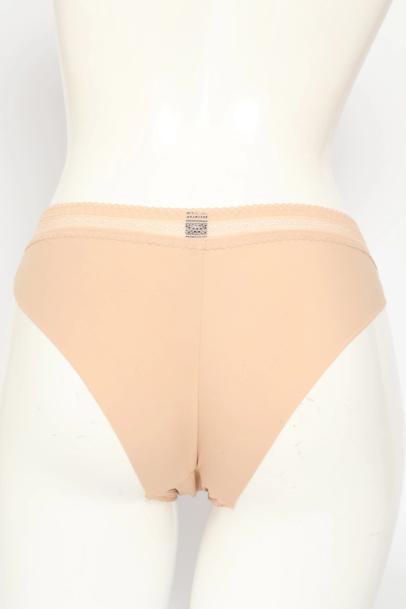 Microfibre & Lace Brazilian Panty - Beige - Image 2