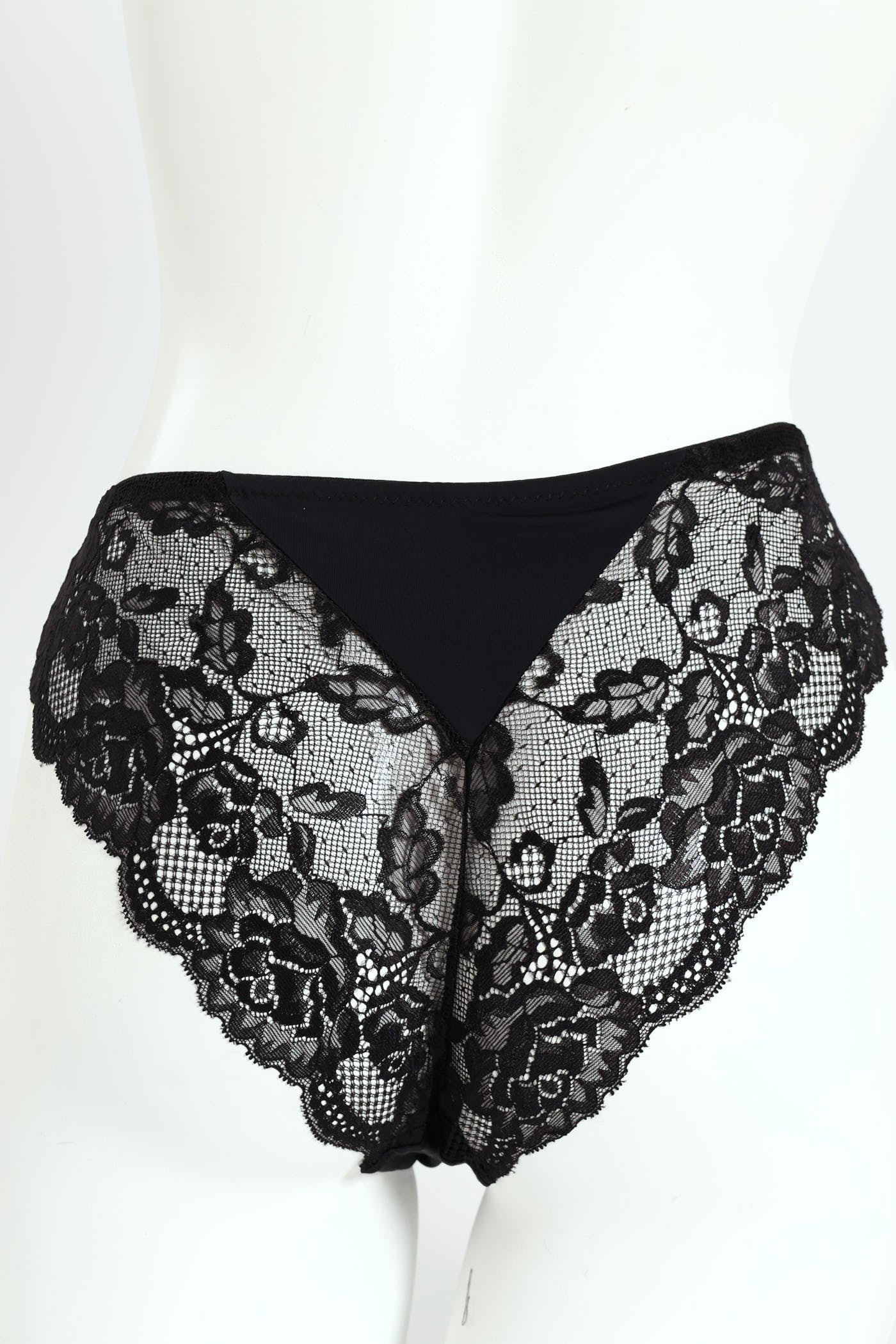 Microfibre & Lace Brazilian Panty - Black - Image 2
