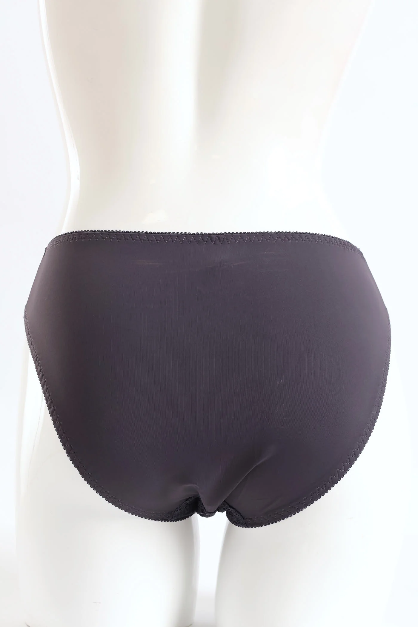 Microfibre & Lace Floral Hi-Cut Panty - Grey - Image 2