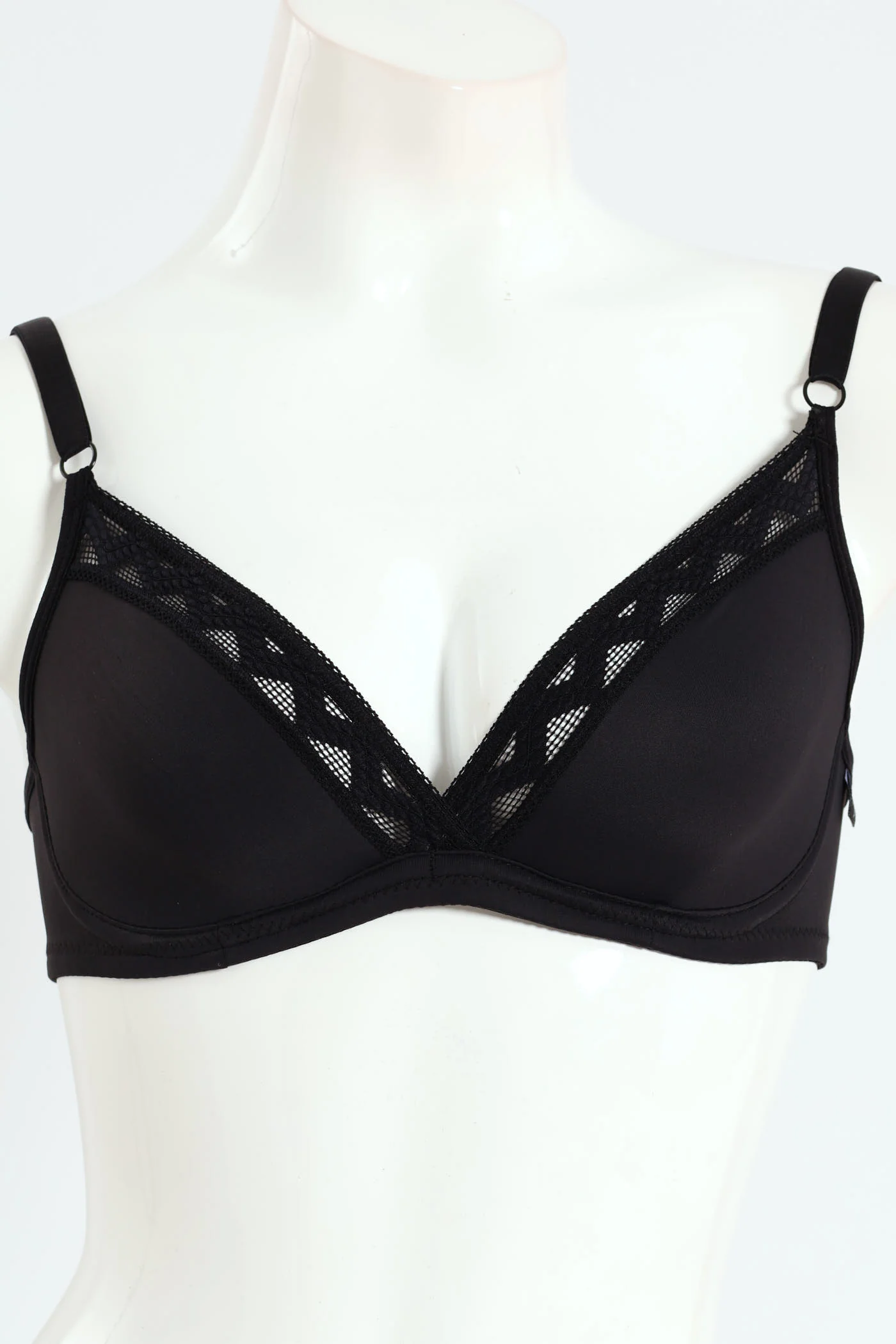 Microfibre & Lace Full Figure Underwire Bra - Black - Image 2