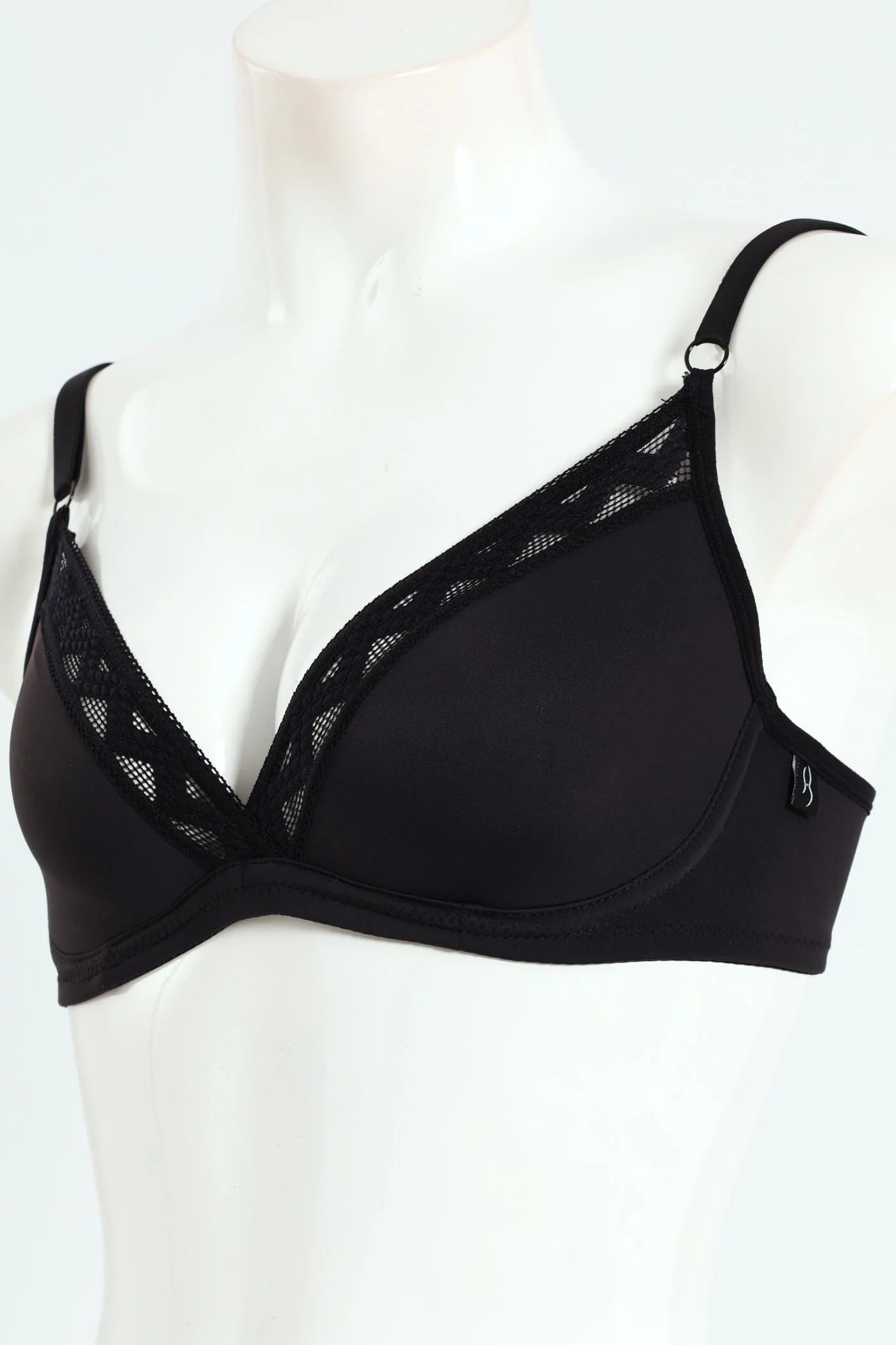 Microfibre & Lace Full Figure Underwire Bra - Black - Image 4