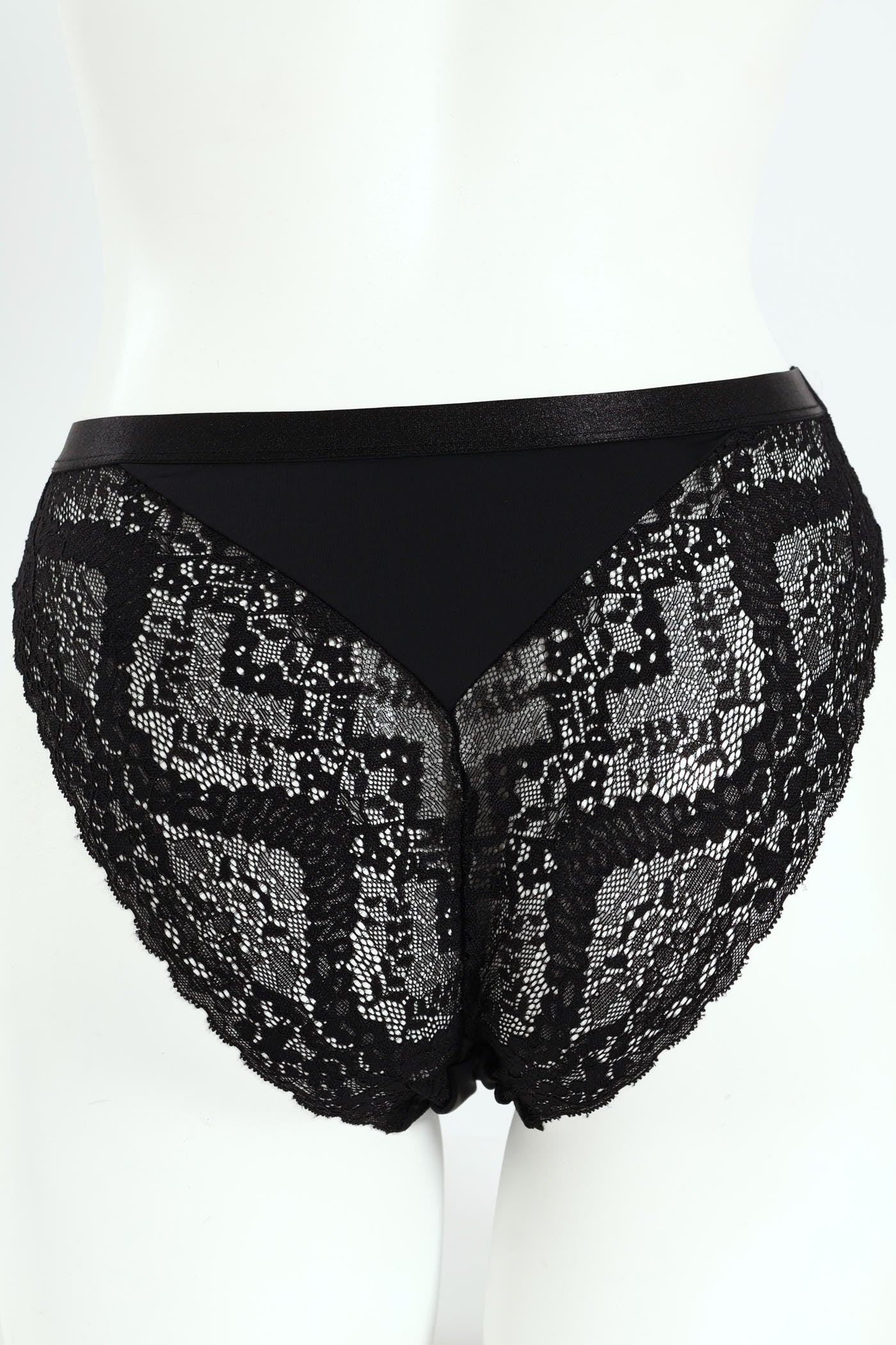 Microfibre & Lace Hi Cut Panty - Black - Image 2