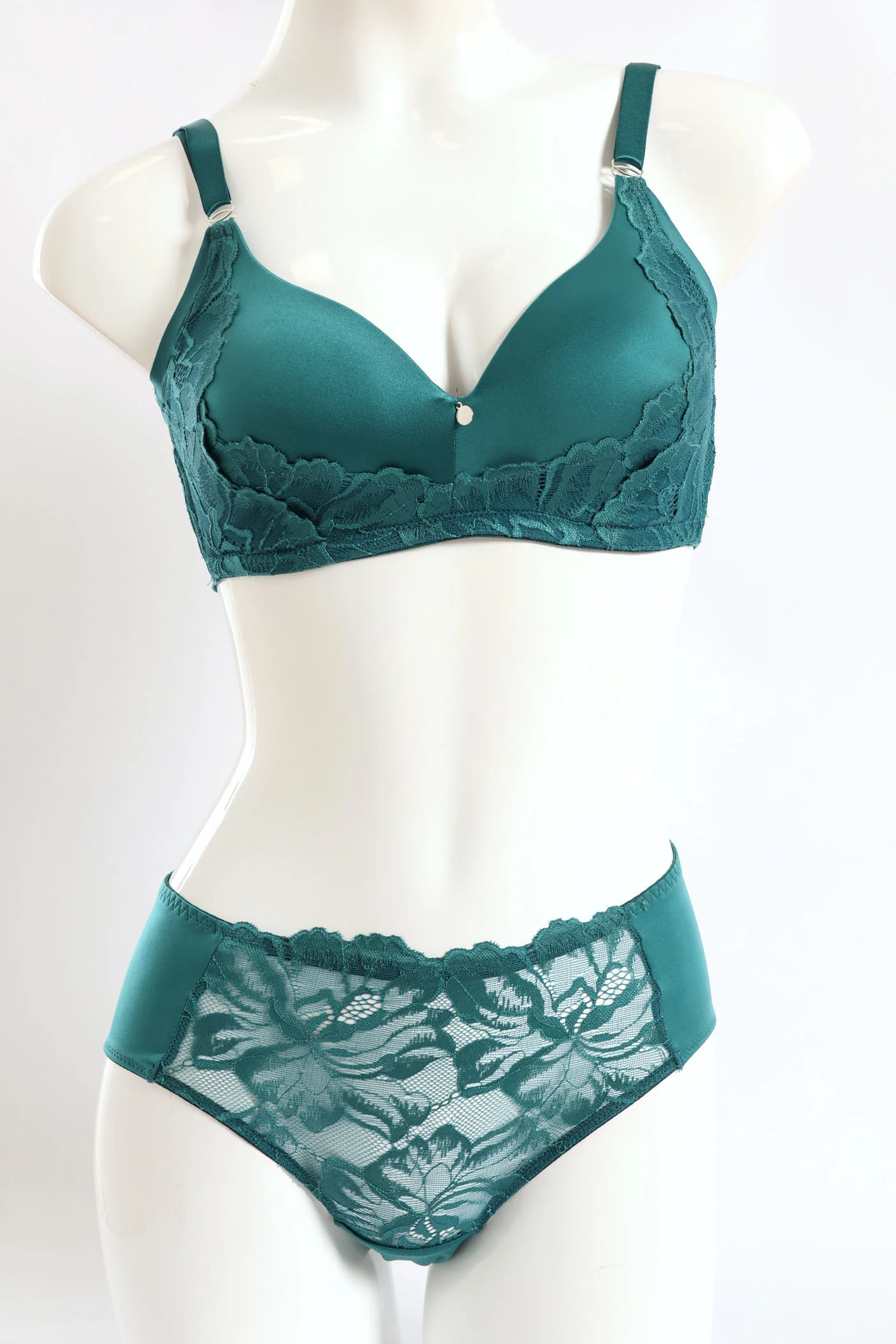 Microfibre & Lace Midi Panty - Emerald - Image 2