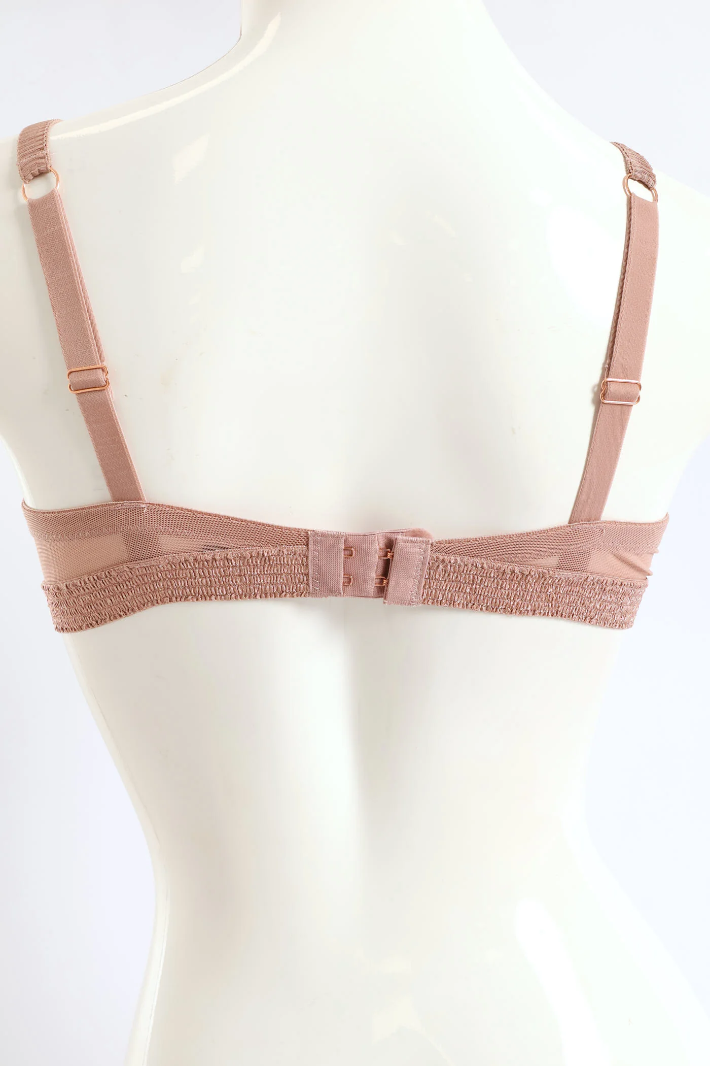 Microfibre & Lace Non-Padded Plunge Bra - Blush - Image 3
