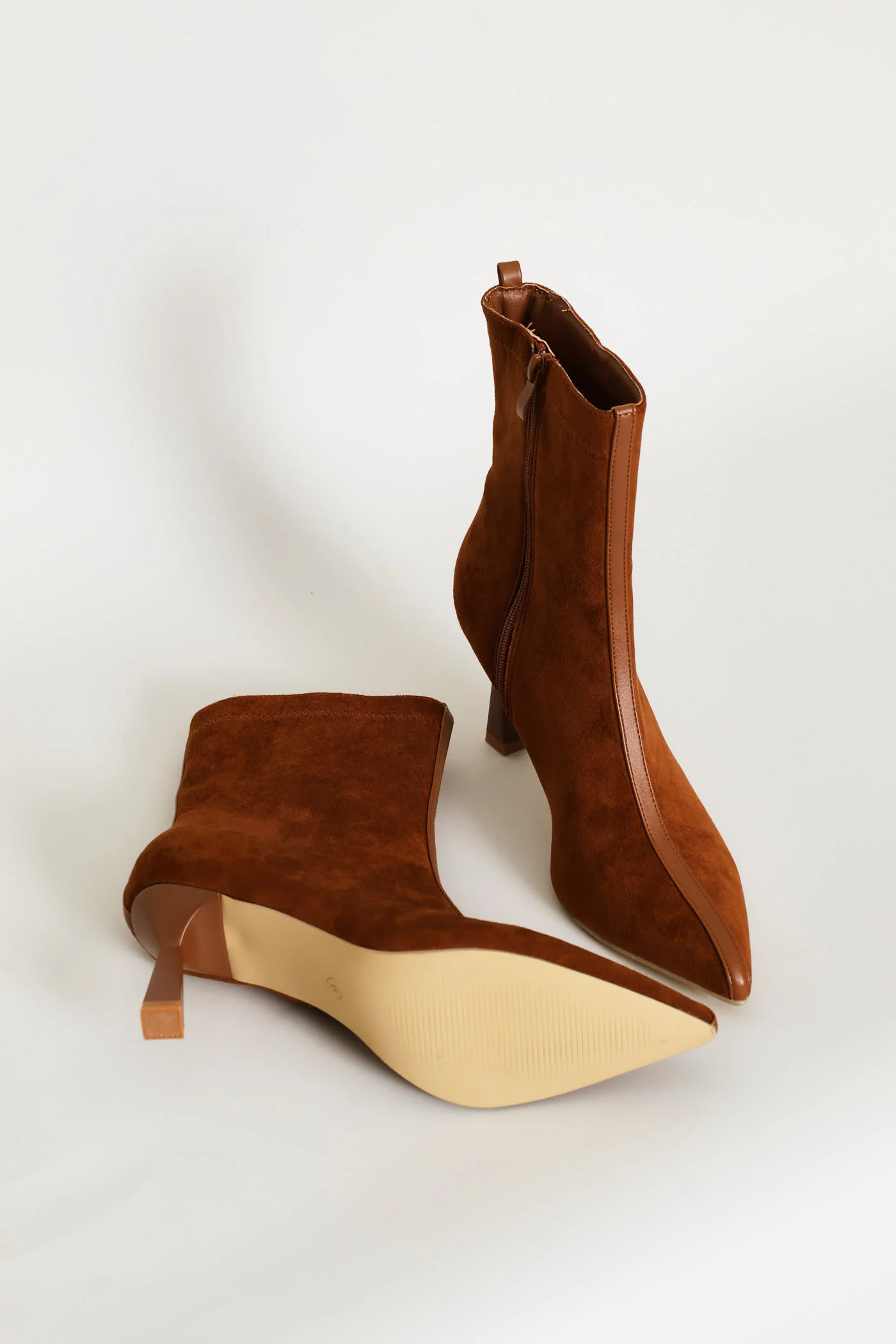 Microfibre Contrast Trim Sock Boot - Tan - Image 2