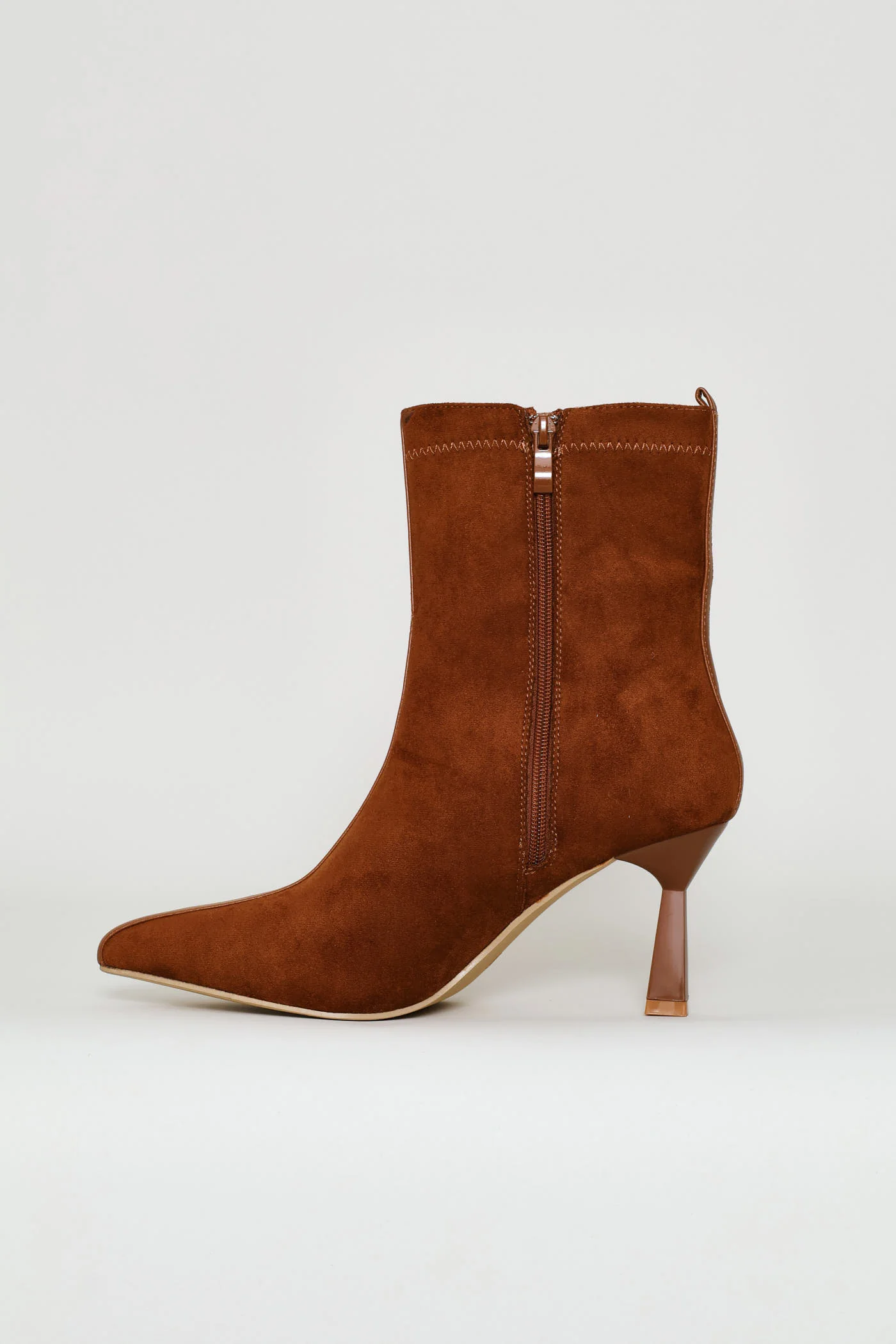 Microfibre Contrast Trim Sock Boot - Tan - Image 4