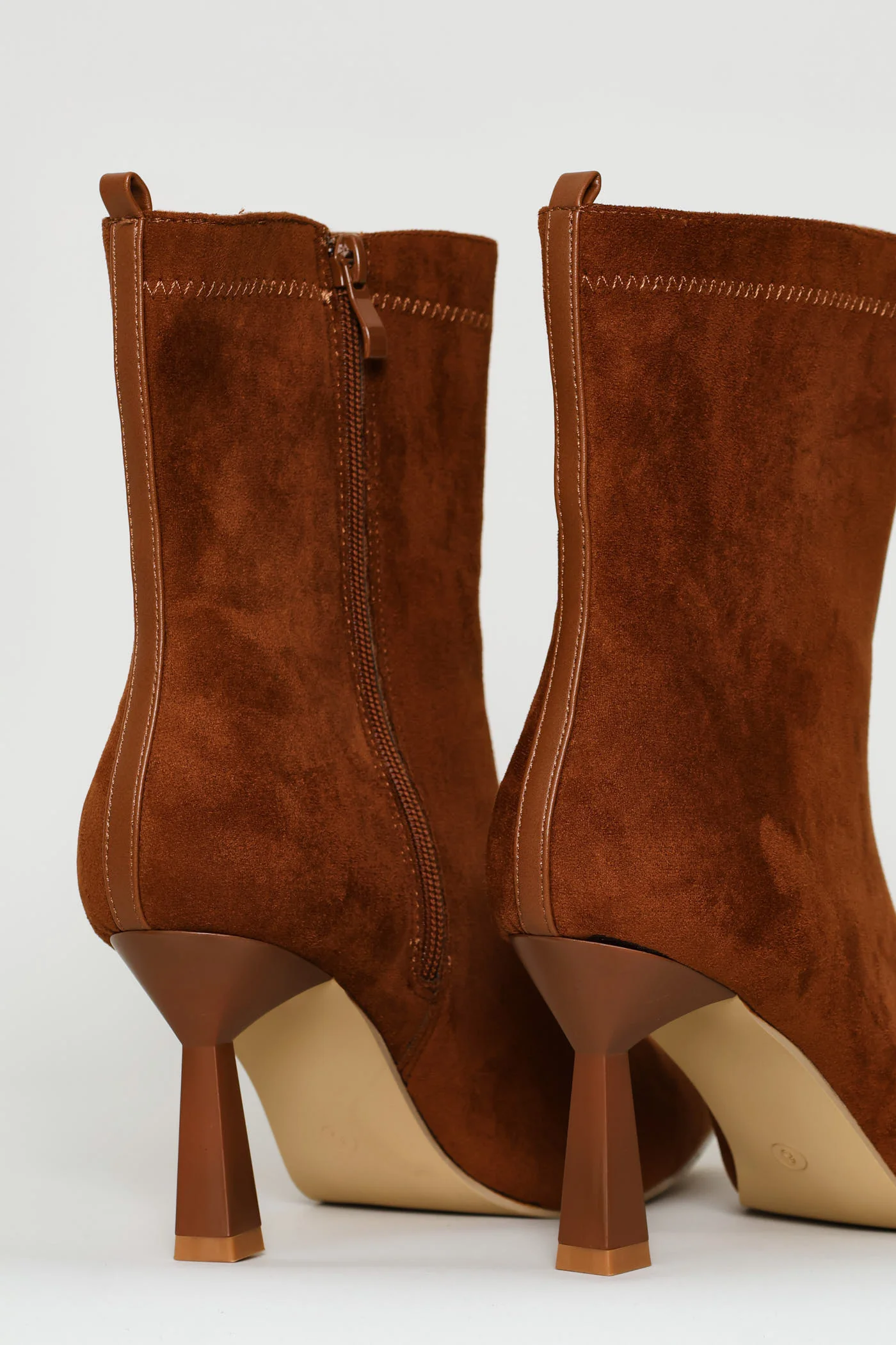 Microfibre Contrast Trim Sock Boot - Tan - Image 5