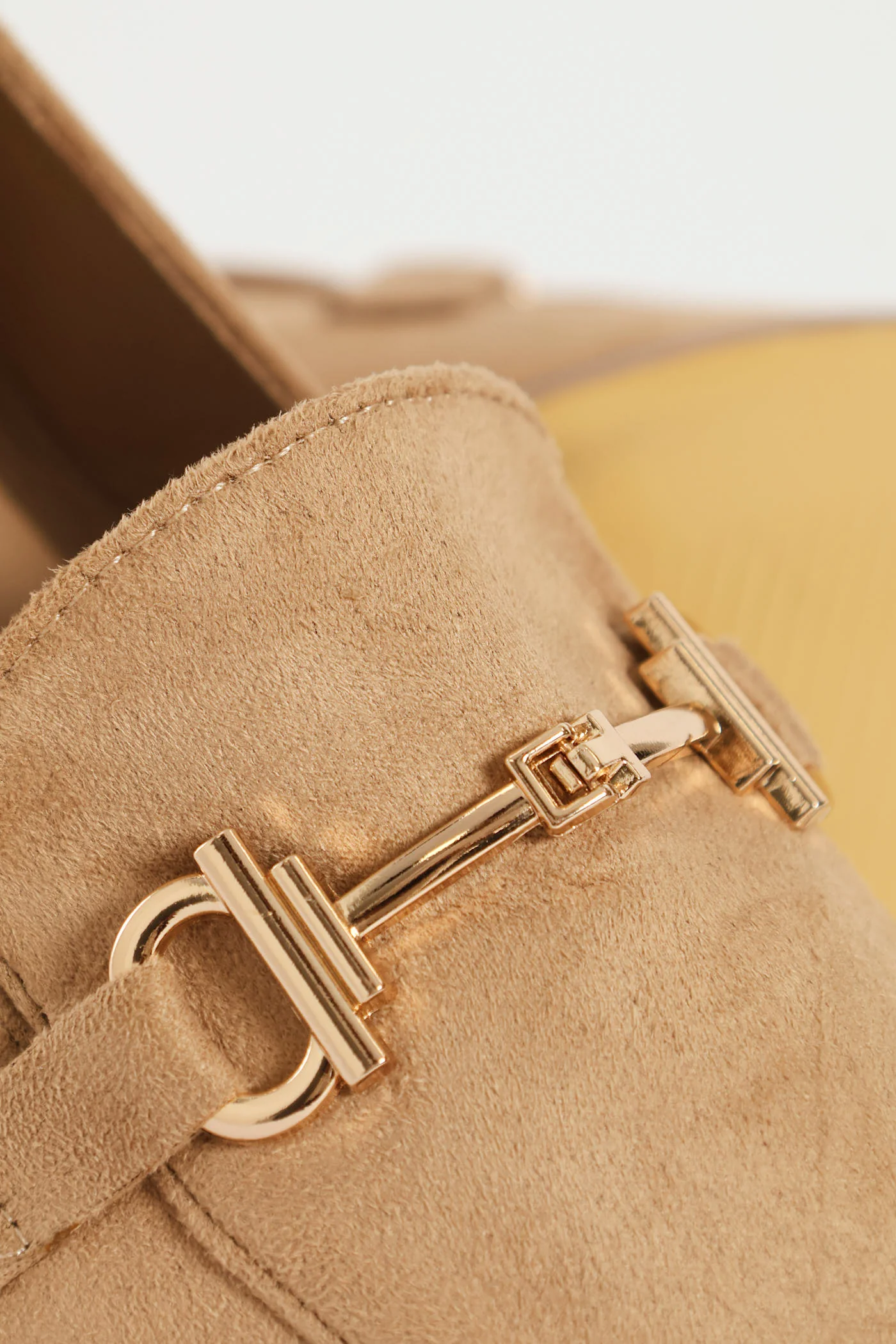 Microfibre Flat Gold Trim Loafer - Taupe - Image 5
