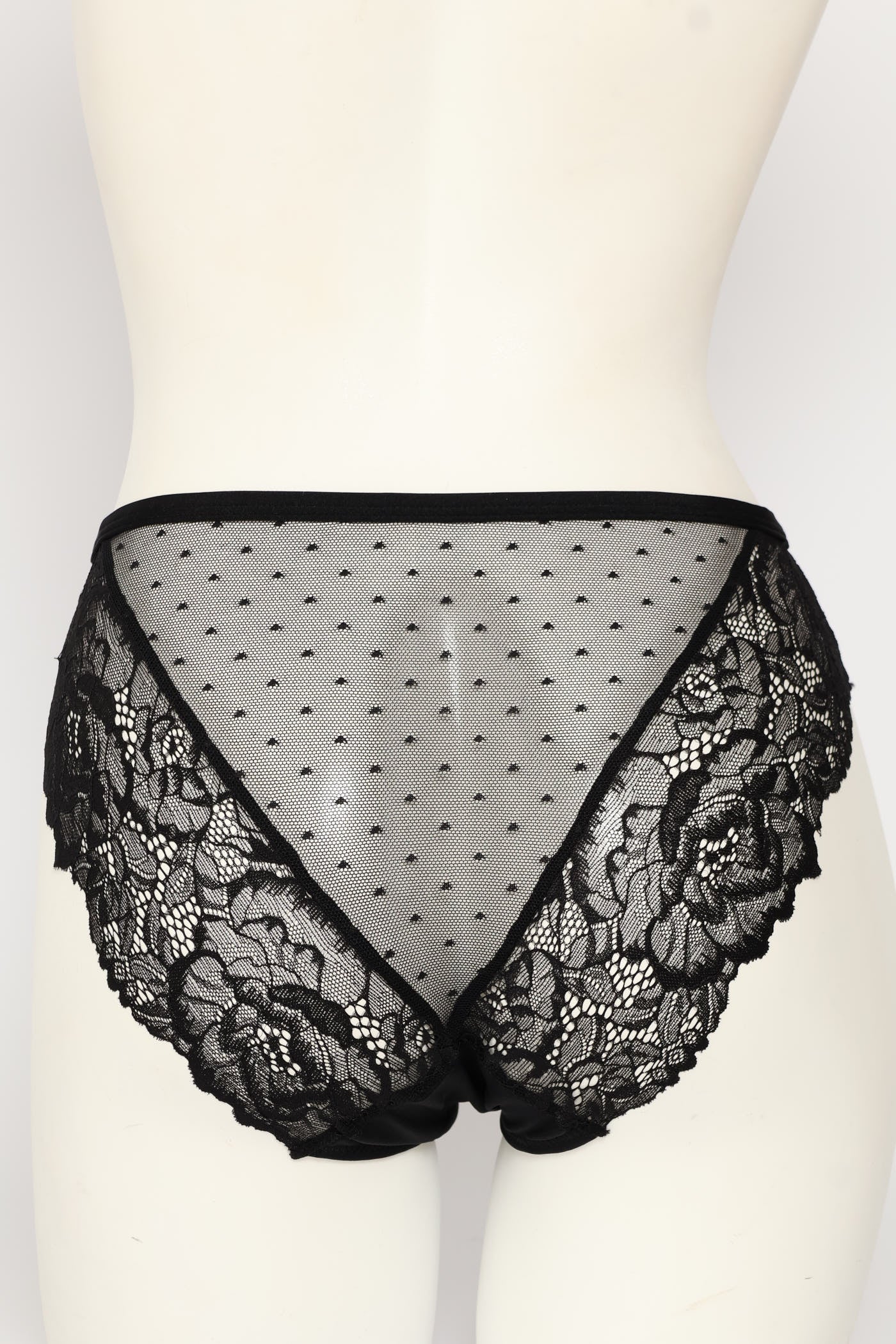Microfibre Lace Bikini Panty - Black - Image 2