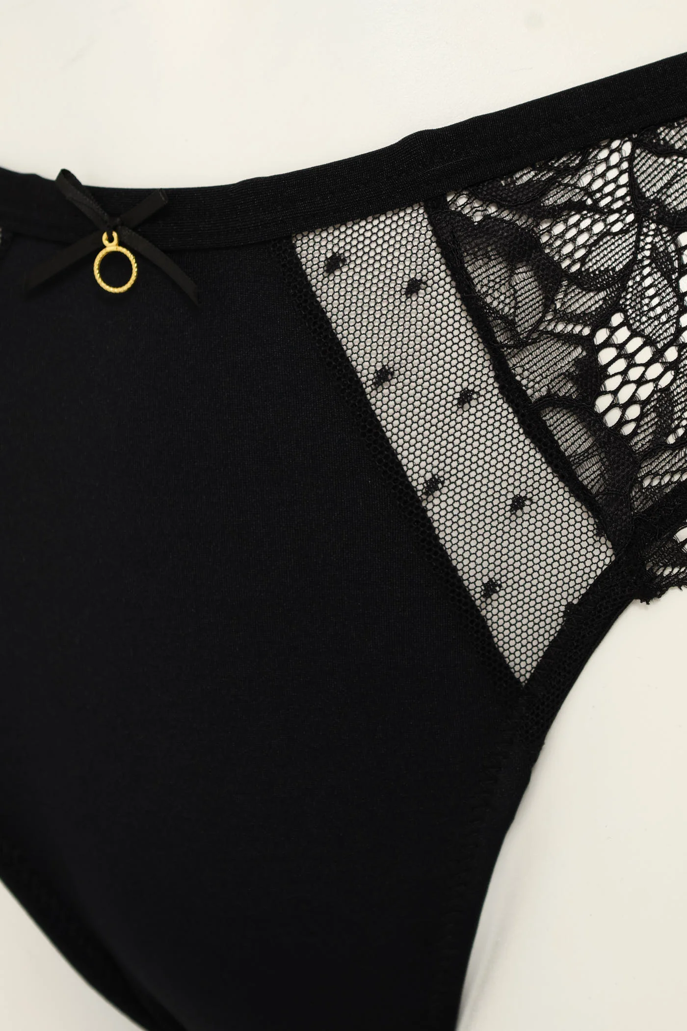 Microfibre Lace Bikini Panty - Black - Image 3