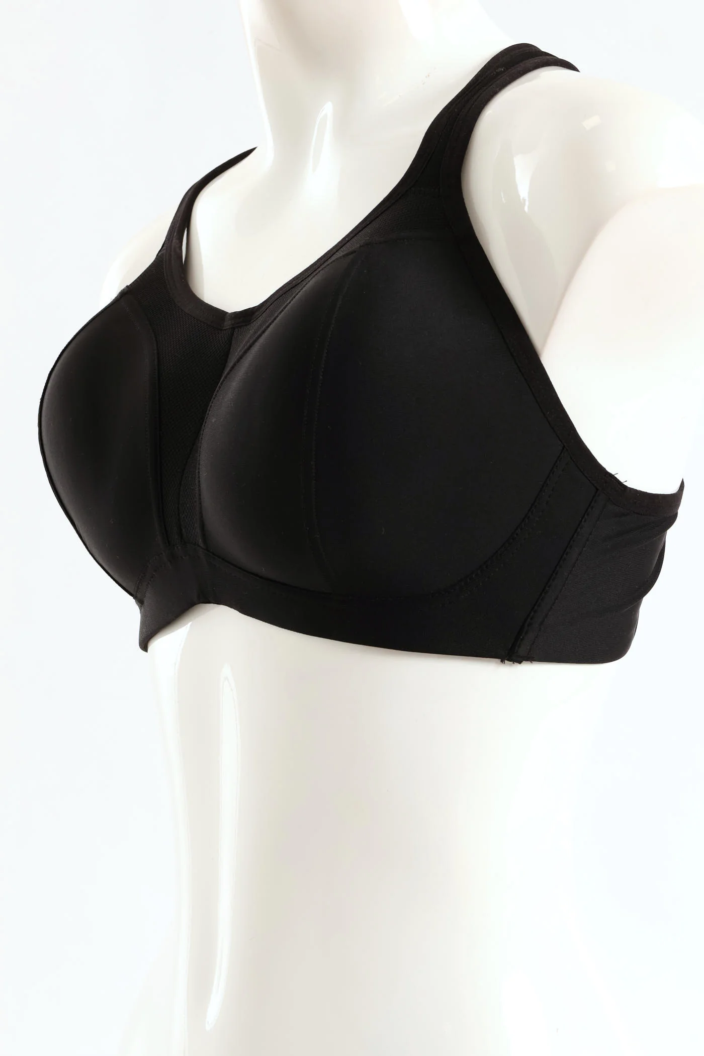 Microfibre Mesh Non-Wired Padded Sports Bra - Black - Image 3