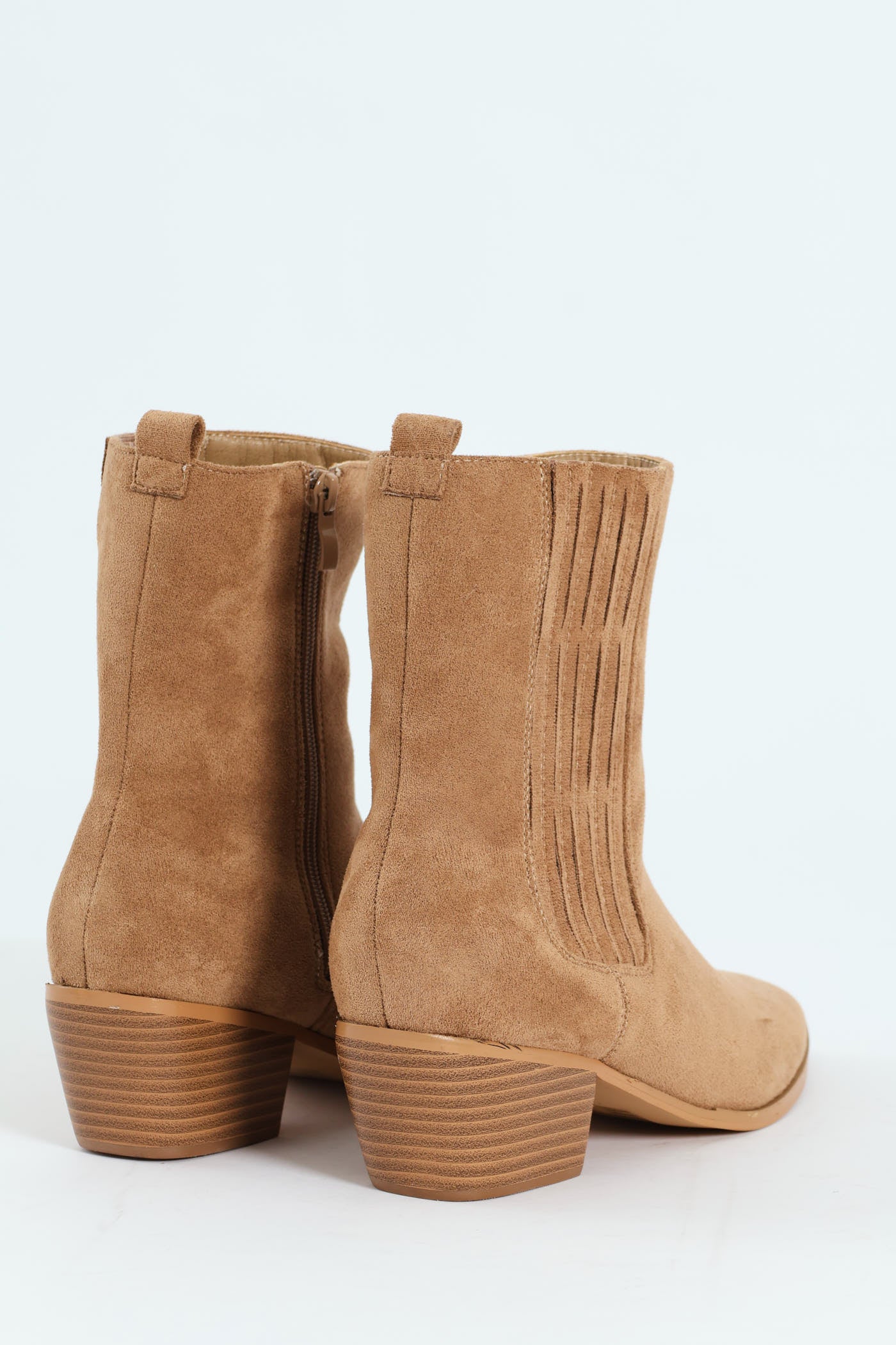 Microfibre Western Ankle Boot - Taupe - Image 4