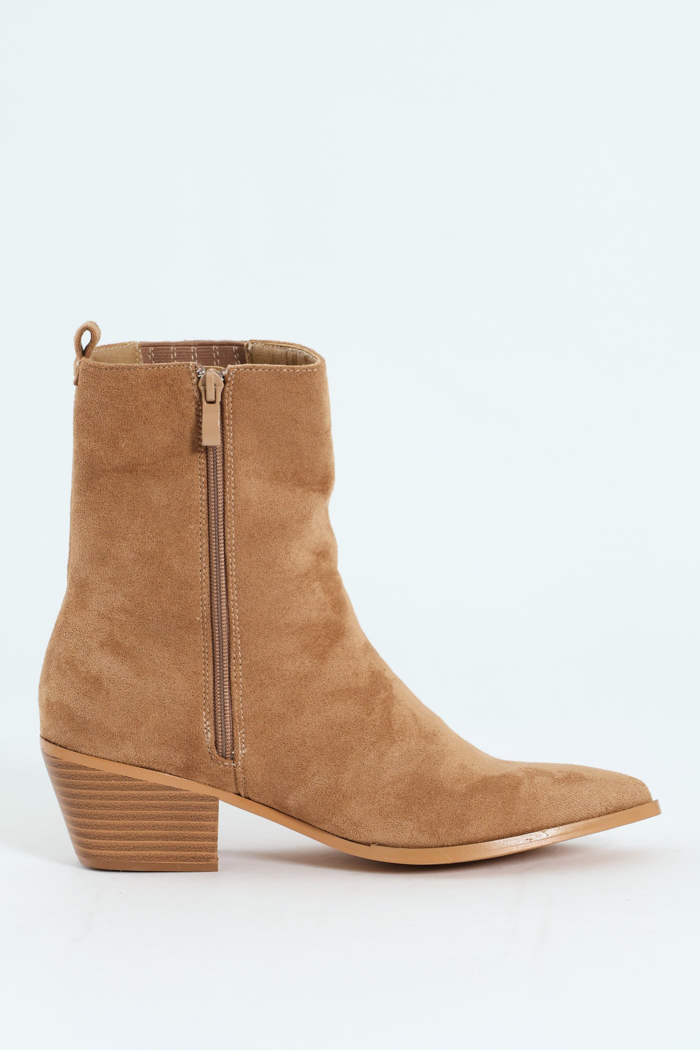 Microfibre Western Ankle Boot - Taupe - Image 5