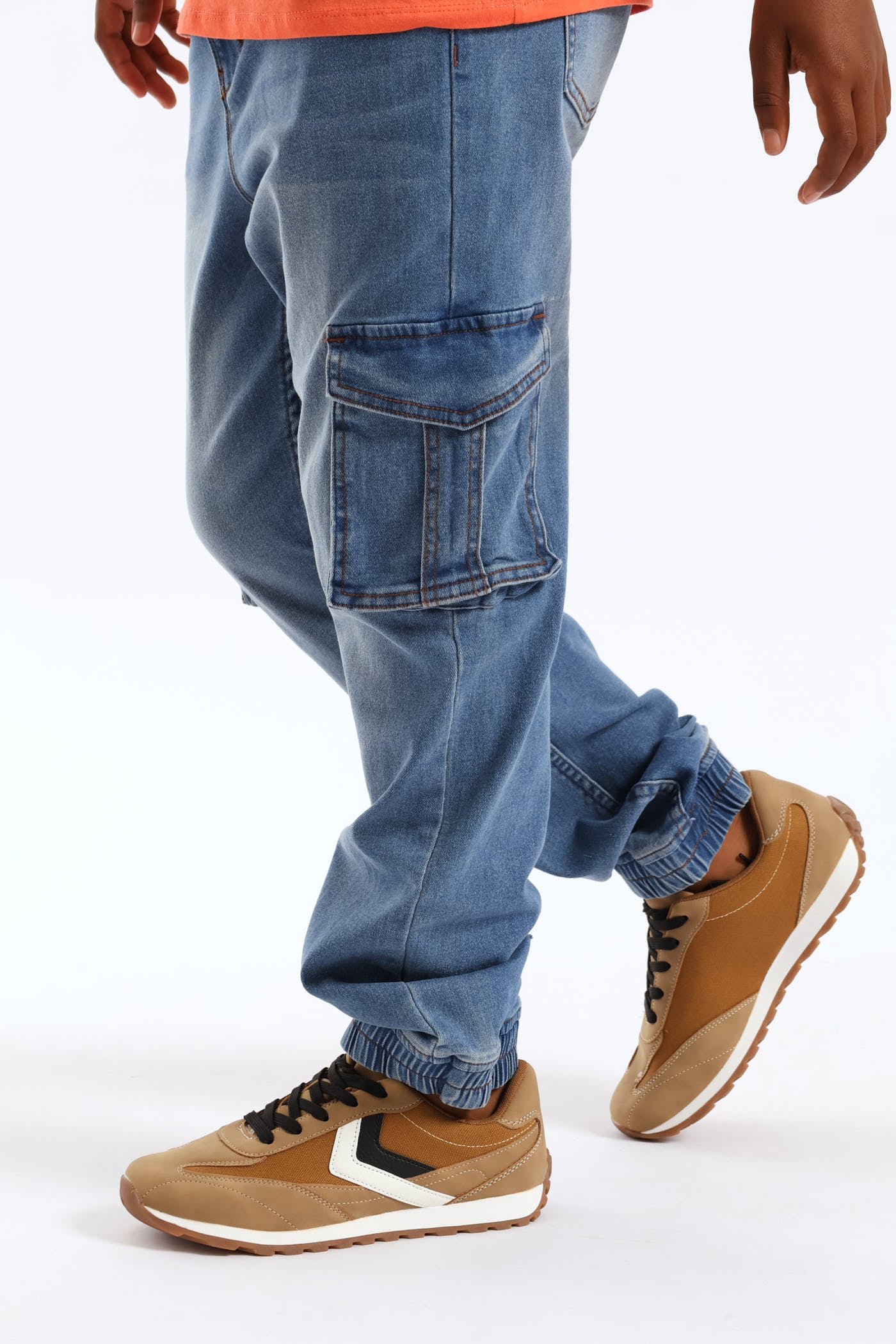 Mid Blue Cargo Jogger Jean - Blue - Image 2
