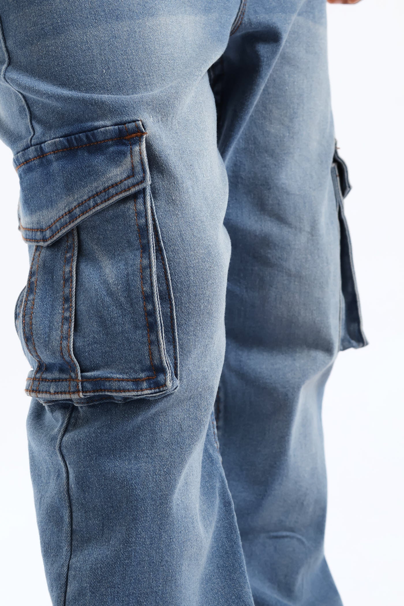 Mid Blue Cargo Jogger Jean - Blue - Image 7