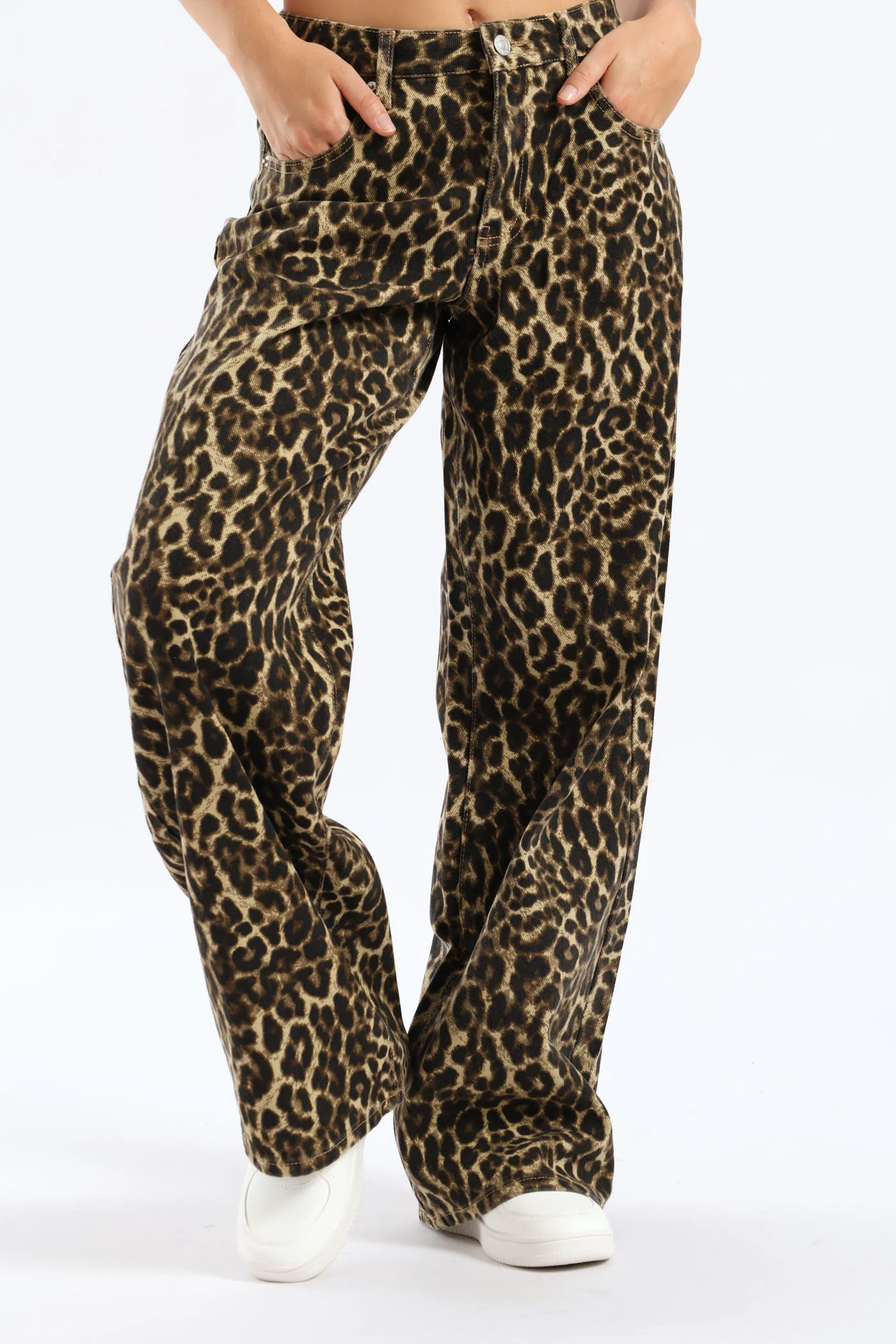 Mid Rise Baggy Animal Print Pant - Brown - Image 2