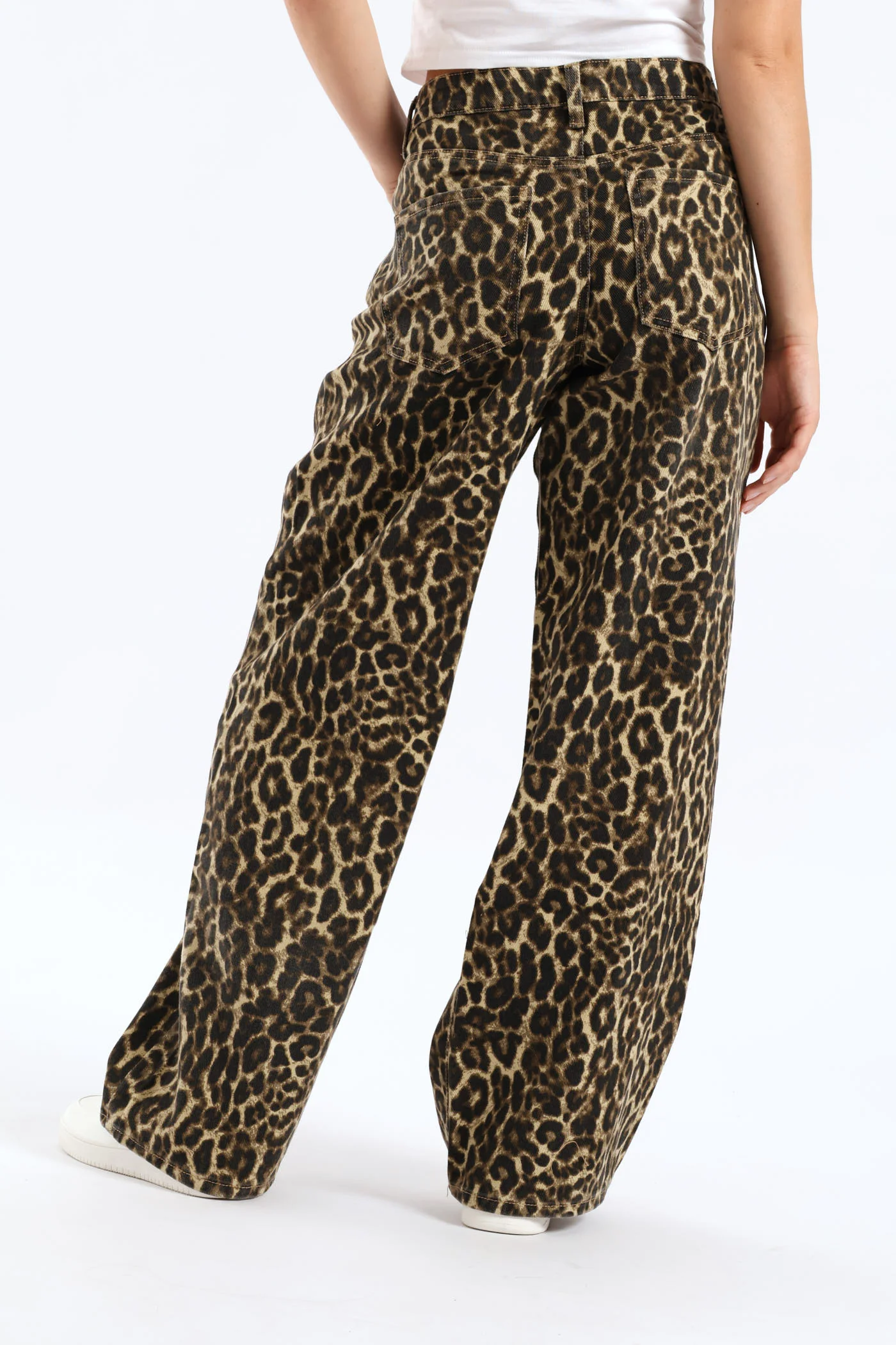 Mid Rise Baggy Animal Print Pant - Brown - Image 4