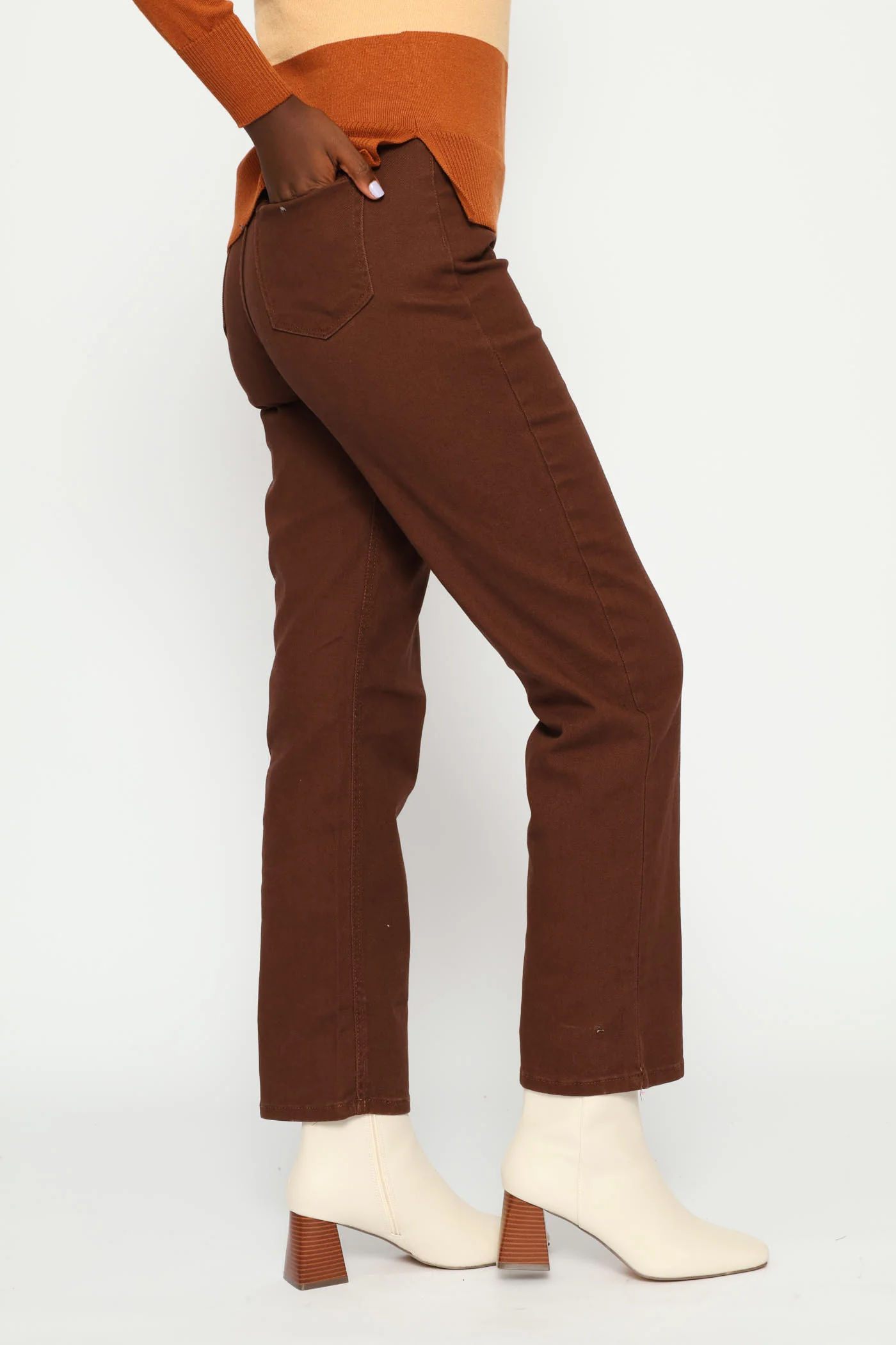 Mid-Rise Classic Straight Leg Denim - Dark Chocolate - Image 4
