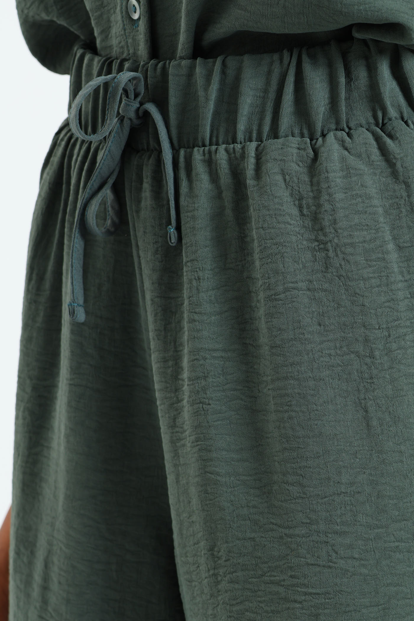 Mid Thigh Elasticated Shorts - Forest Green - Image 5