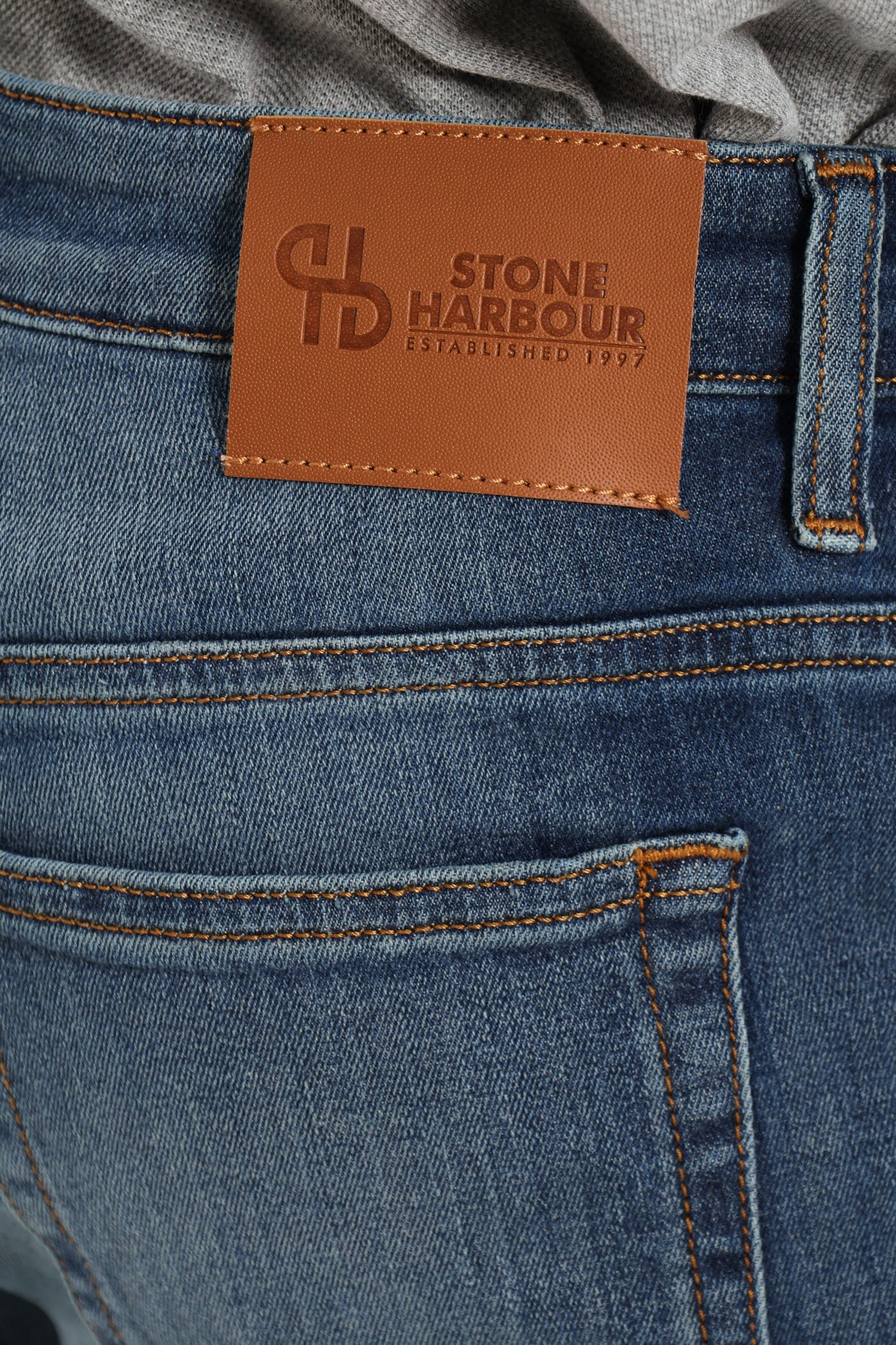 Mid Tint Blasted & Creased Slim Denim - Mid Blue - Image 4