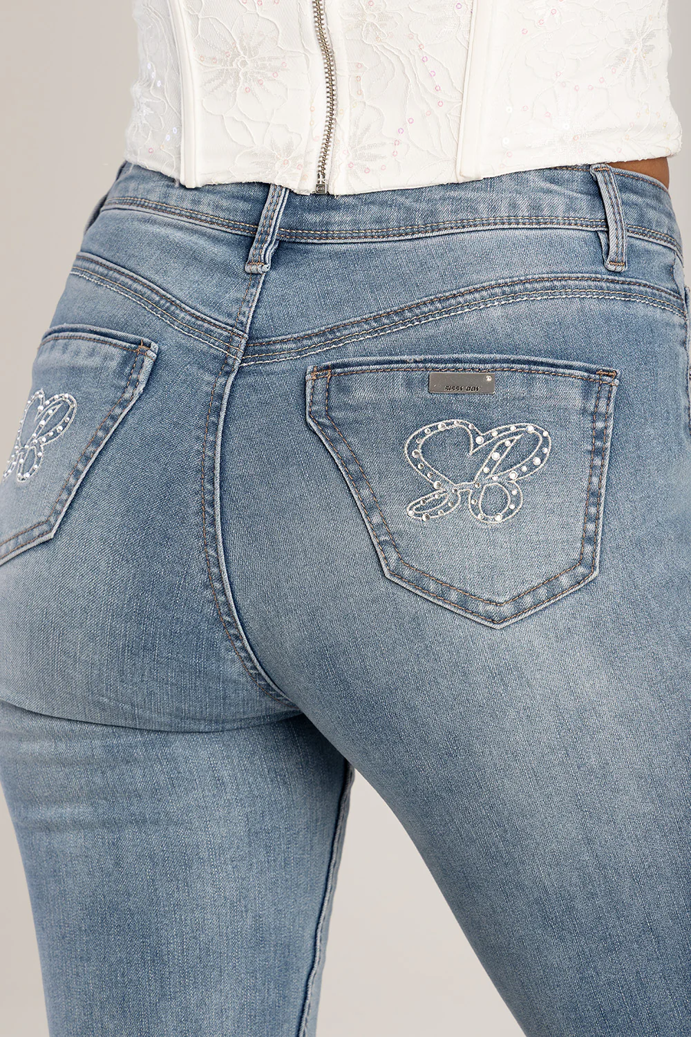 Mid Waist Skinny Denim - Medium Wash - Image 8