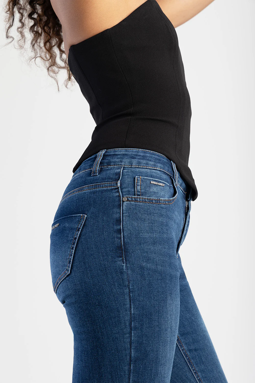 Mid-Waist Skinny Jeans - Medium Wash - Image 3