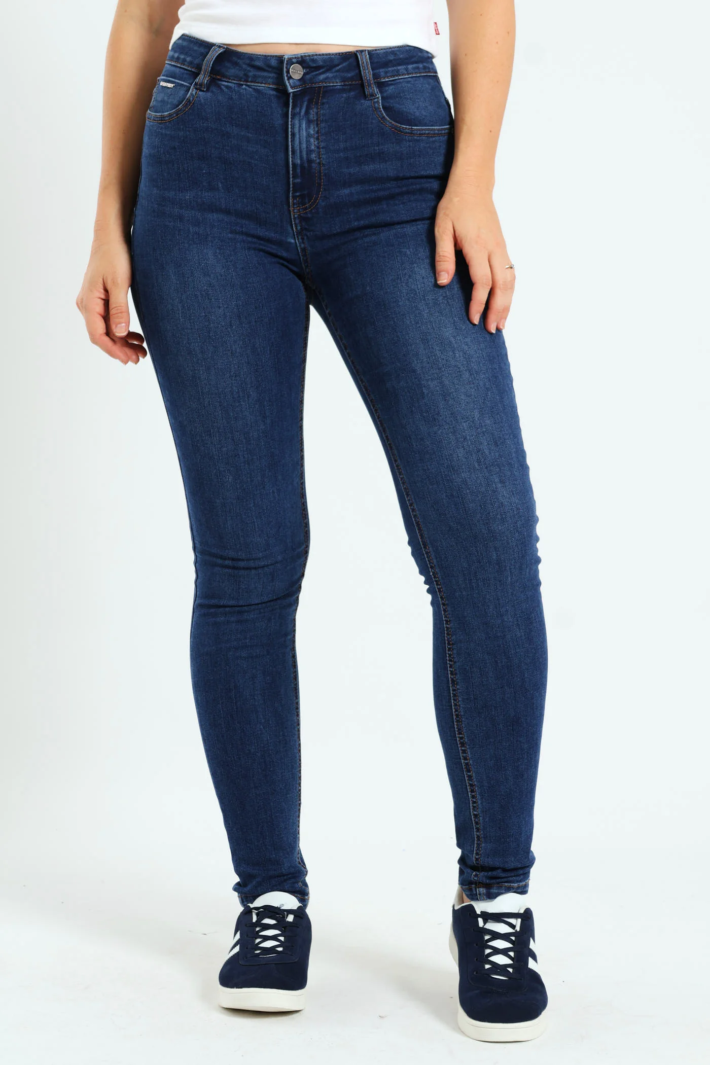 Mid-Waist Skinny Jeans - Medium Wash - Image 8