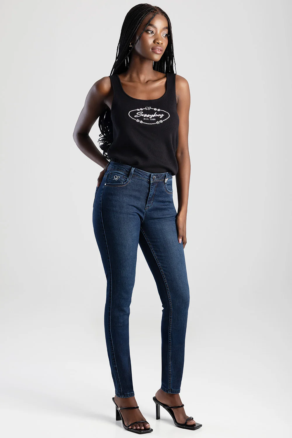 Mid Waist Skinny With Back Profile - Dark Wash - Image 5