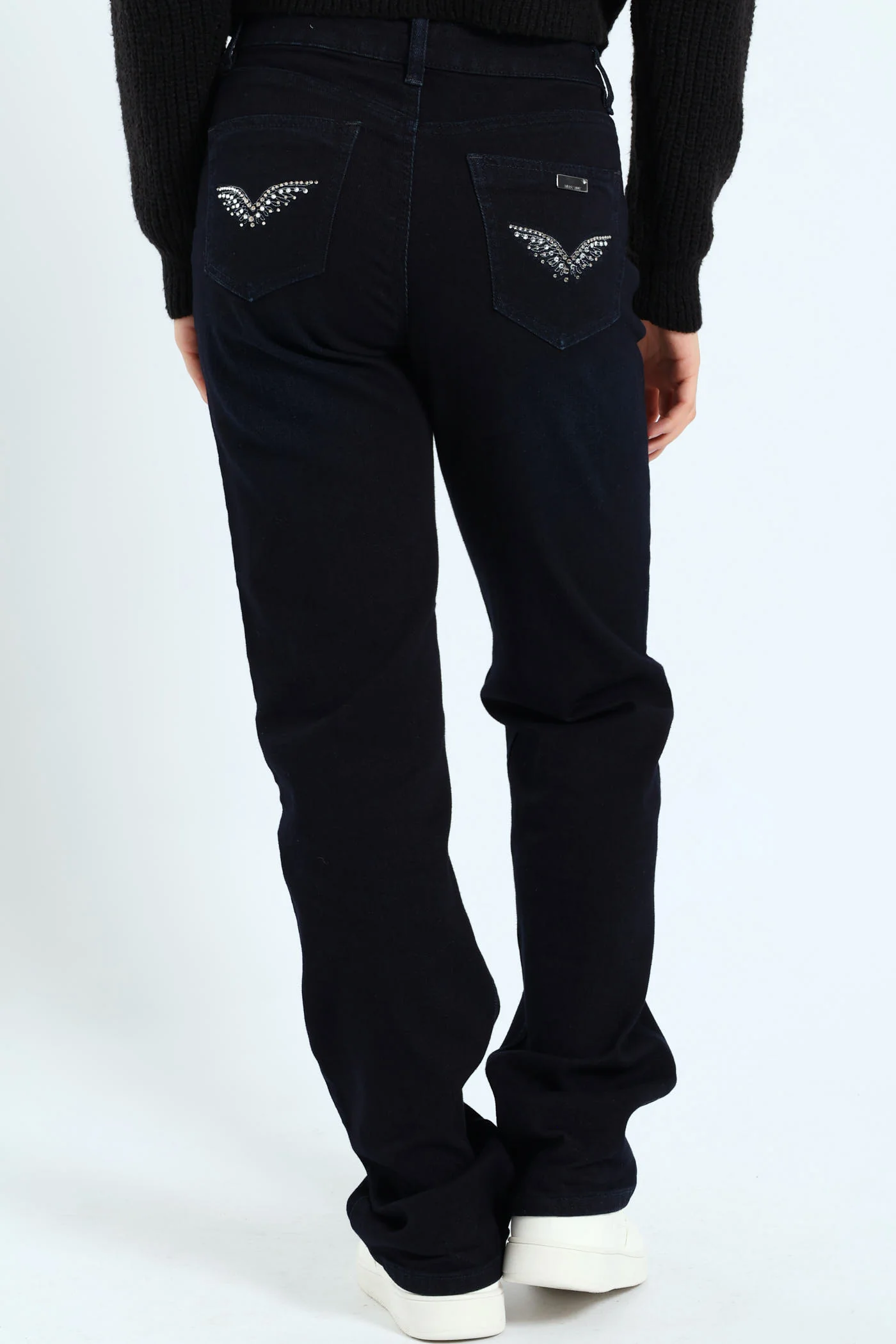 Mid Waist Straight Leg Jean - Blue/Black - Image 4